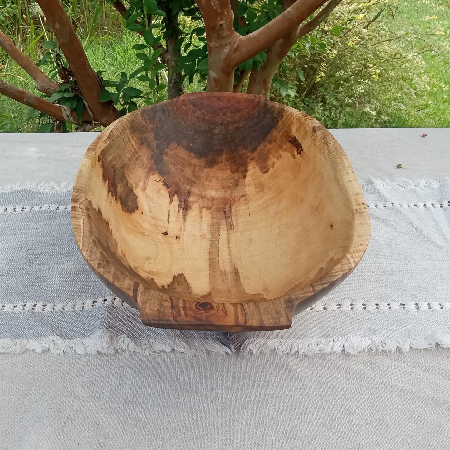 Food Safe Dough Bowl - Handmade Maple Wood Bowl - Unique Gift for Mom - Figured Wood Centerpiece Bowl for the Table