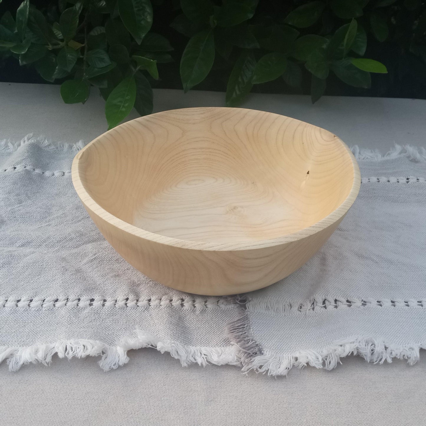 Turned Hackberry Wood Salad Bowl - 10" Handcrafted Wooden Bowl - Wood Kitchen Decor - Unique Wedding Gifts - Housewarming Gift for Couple