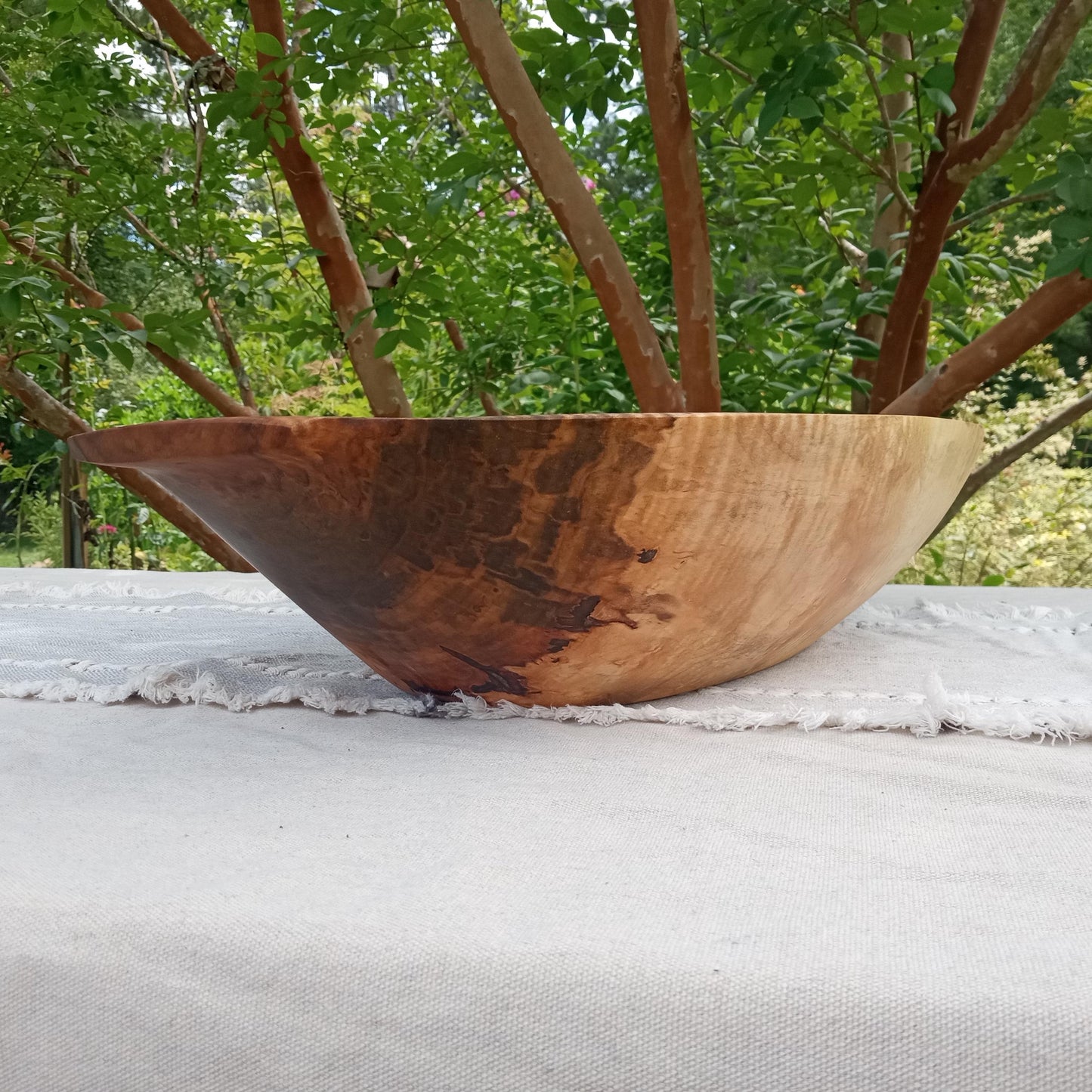 Food Safe Dough Bowl - Handmade Maple Wood Bowl - Unique Gift for Mom - Figured Wood Centerpiece Bowl for the Table