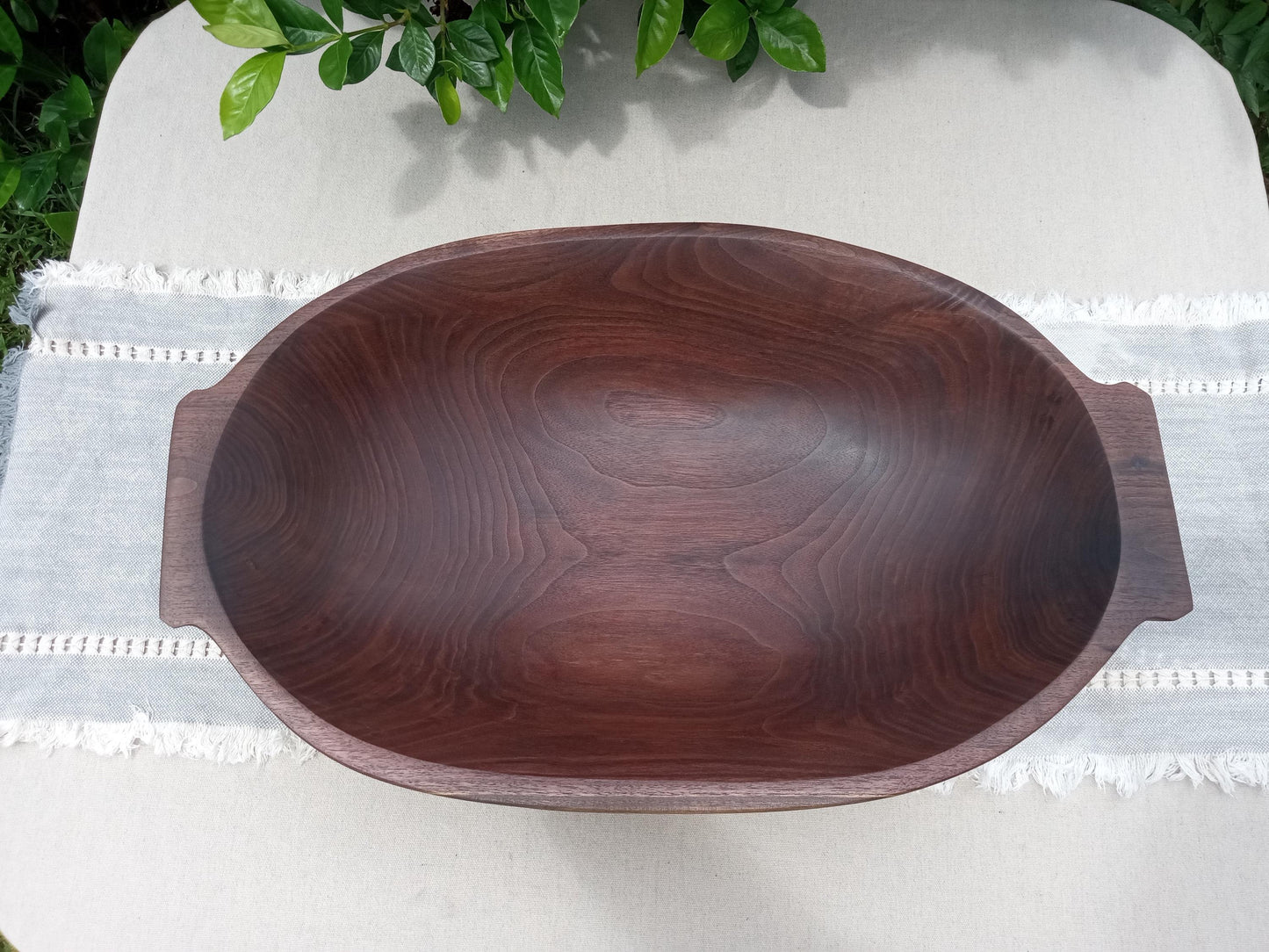 23" Walnut Wood Bowl - Handcrafted Wood Dough Bowl - Large Wooden Serving Bowl - Wood Centerpiece for the Table - Wedding Gift for the Home