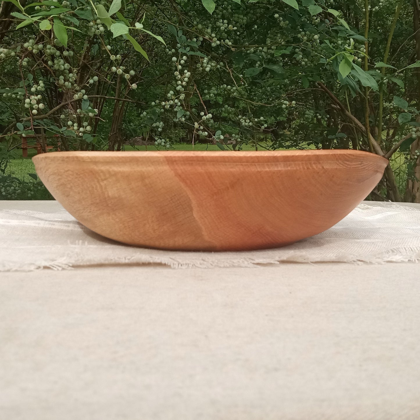 Handmade Oak Wood Bowl - Natural Edge Turned Wood Salad Bowl - Handcrafted Wooden Centerpiece for the Table -Housewarming Gift for Couple