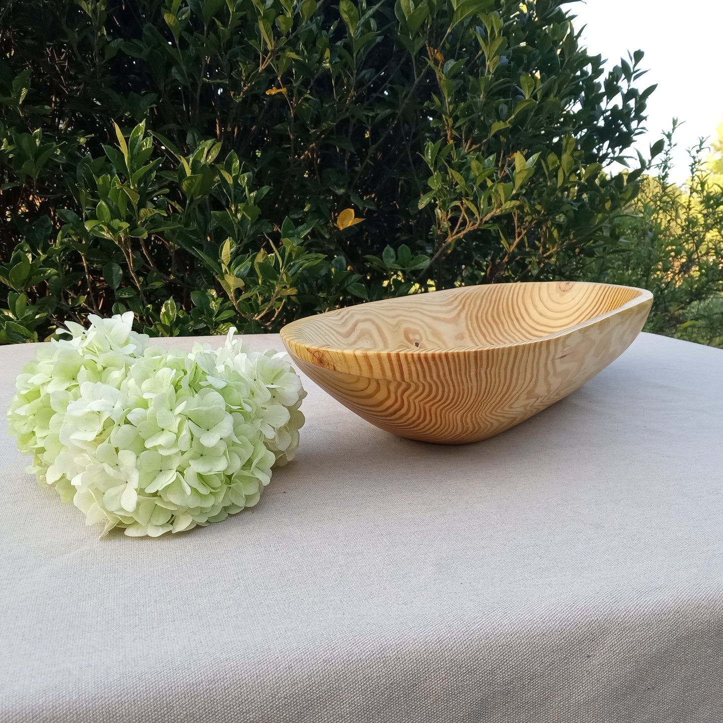 21" Pine Wood Dough Bowl for Table Centerpiece -  Hand Carved Wooden Trencher - Long Trough for Fruit or Country Farmhouse Decorating