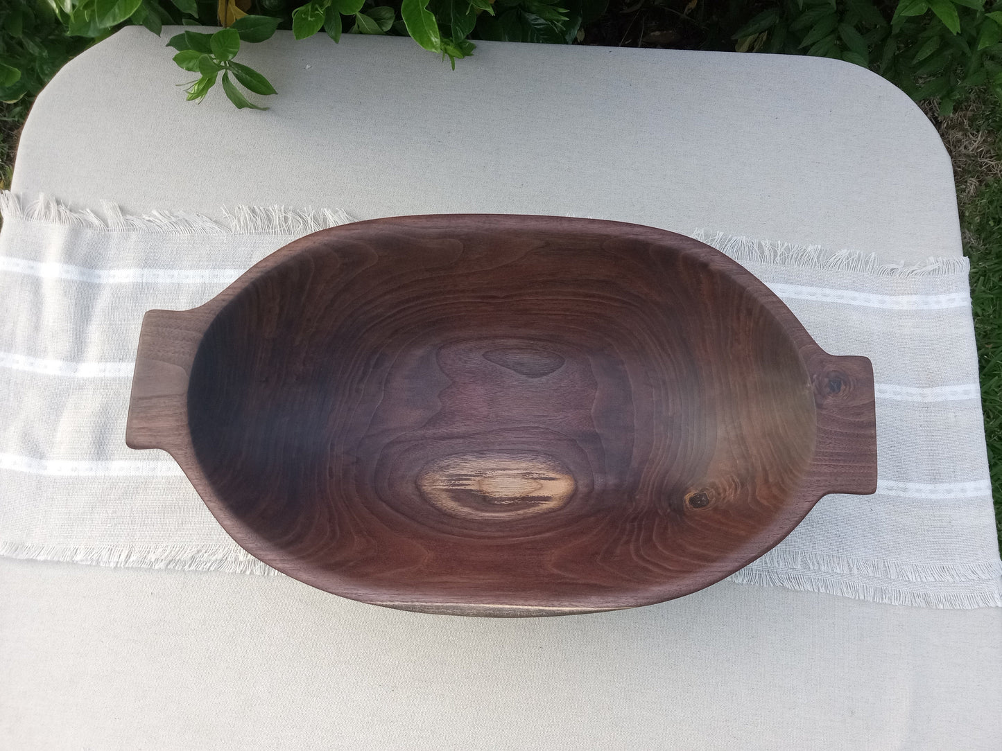 Handcrafted Wooden Dough Bowl - 23" Colonial Style Black Walnut Wood Bread Bowl - Wooden Serving Bowl - Wood Centerpiece for the Table