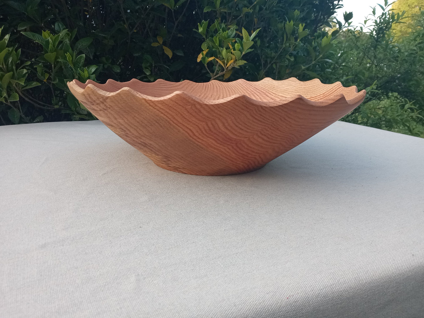 Large Handmade Oak Wood Bowl - Turned Wood Salad Bowl - Wood Centerpiece for the Table - Natural Dining Room Decor - 18" Salad Serving Bowl