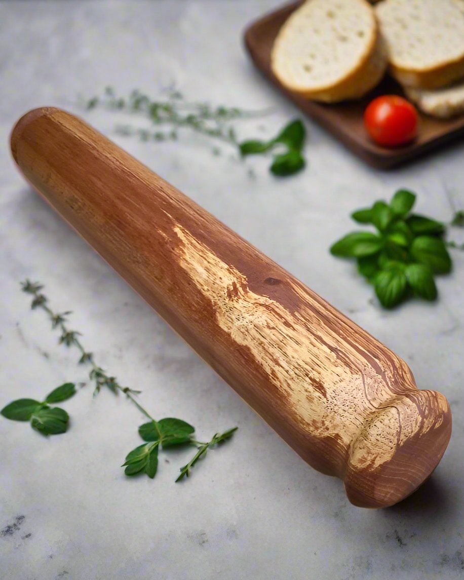 Wooden Rolling Pin - Figured Pecan Wood Roller - For the Baker - Chef Gifts - Thick Wooden Pastry Roller - Functional Kitchen Wall Decor