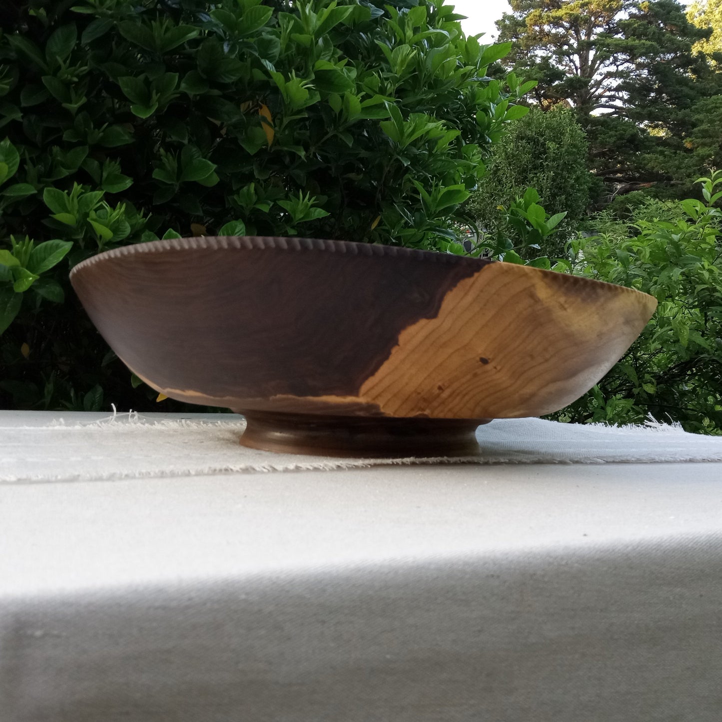 20" Black Walnut Wood Bowl - OOAK Handmade Wooden Salad Serving Bowl - Oversized Turned Wood Centerpiece - Natural Edge Wood Pedestal Bowl