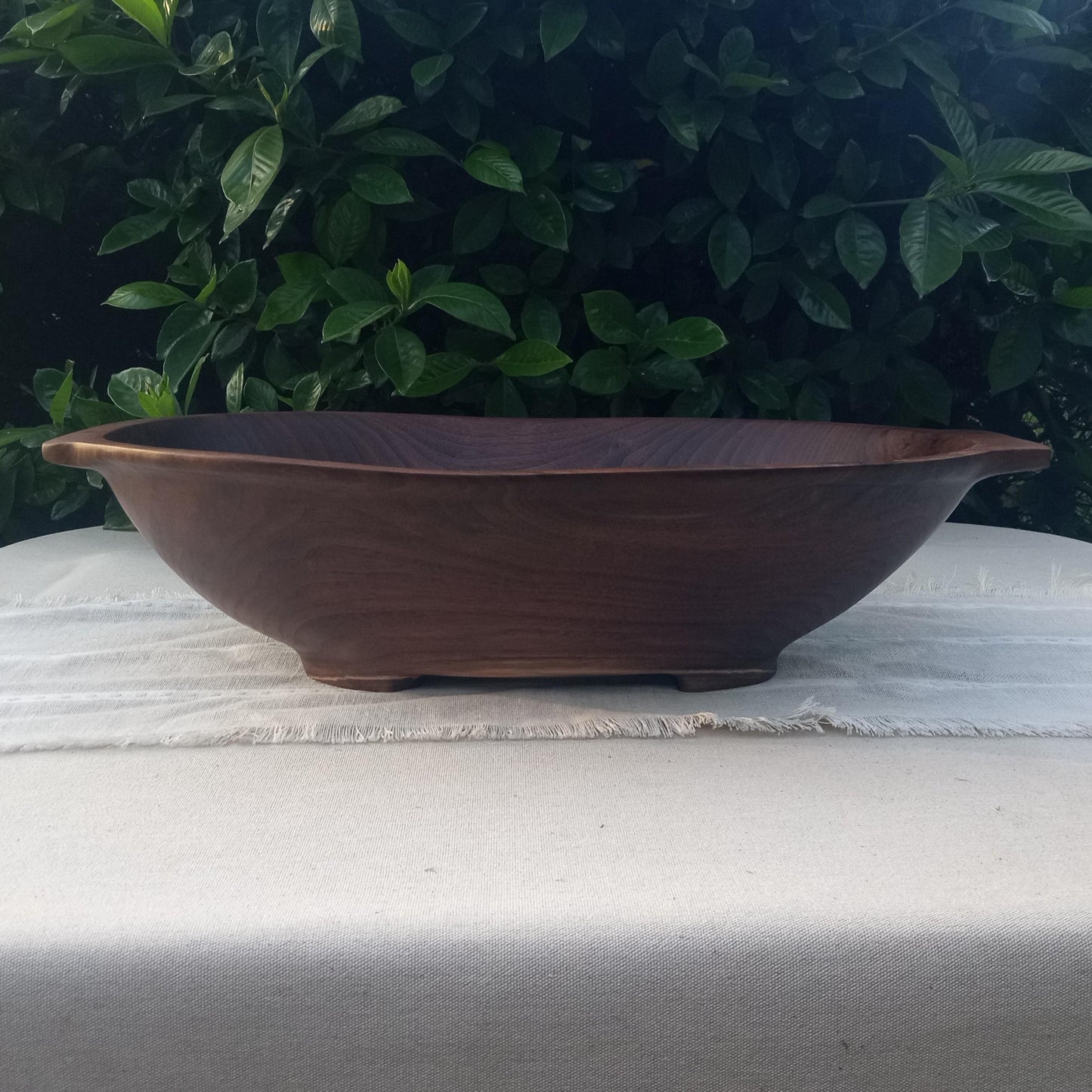 22" Black Walnut Wood Bowl with Burl Detail - Handmade Footed Wooden Dough Bowl - Centerpiece for the Table - Wedding Gift for the Home