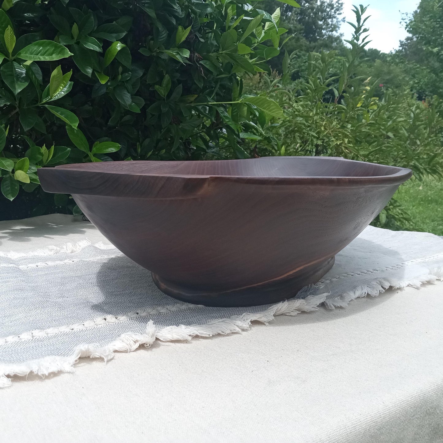 23" Walnut Wood Bowl - Handcrafted Wood Dough Bowl - Large Wooden Serving Bowl - Wood Centerpiece for the Table - Wedding Gift for the Home