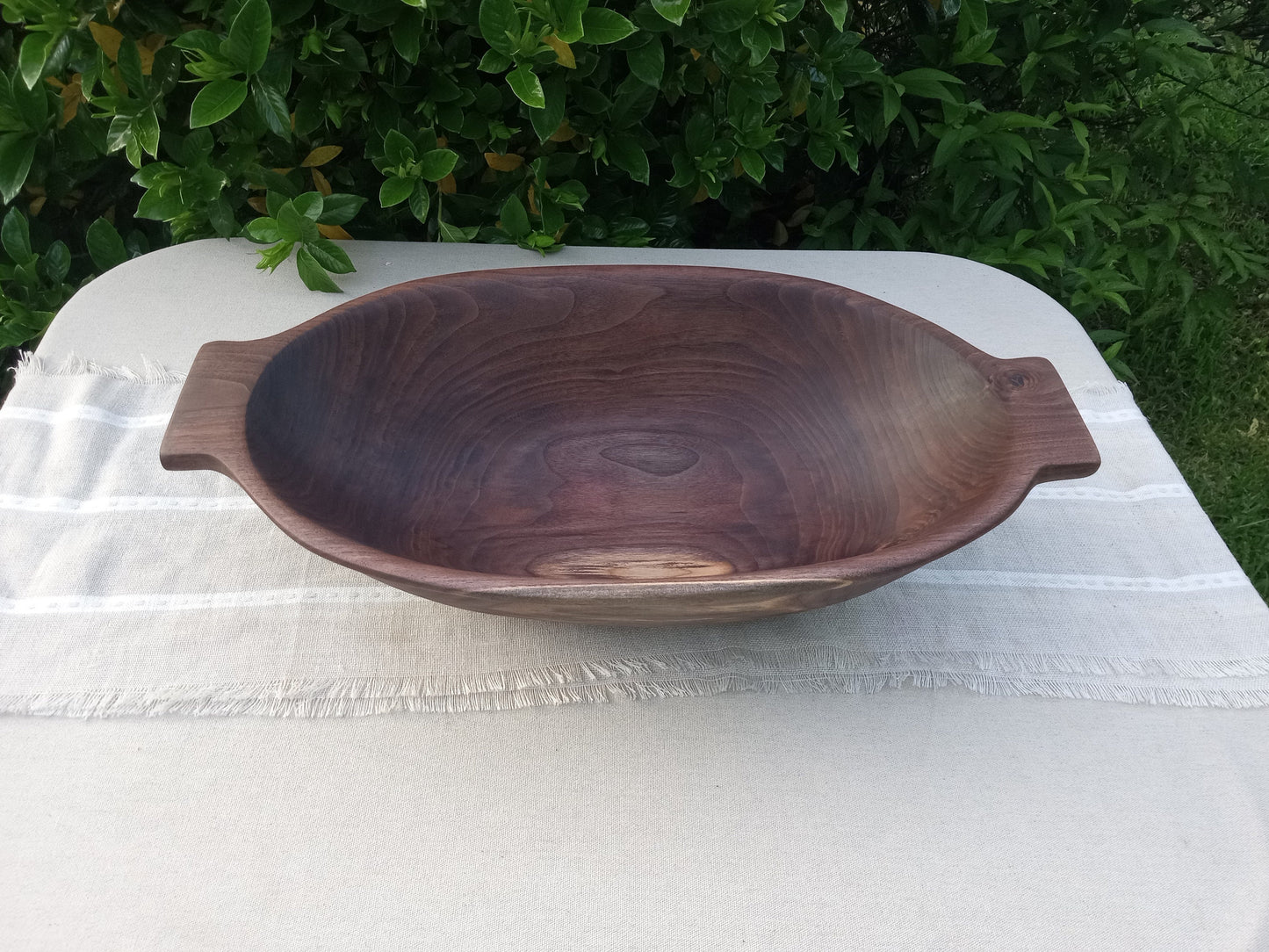 Handcrafted Wooden Dough Bowl - 23" Colonial Style Black Walnut Wood Bread Bowl - Wooden Serving Bowl - Wood Centerpiece for the Table