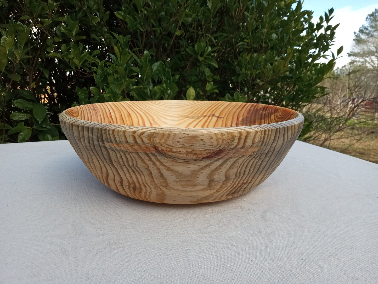 16" Pine Wood Salad Bowl - Country Kitchen Decor - Turned Wood Bowls for Serving - Handmade Wooden Serveware - Birthday Gift for Home