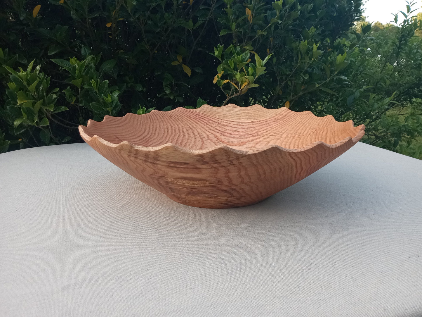 Large Handmade Oak Wood Bowl - Turned Wood Salad Bowl - Wood Centerpiece for the Table - Natural Dining Room Decor - 18" Salad Serving Bowl