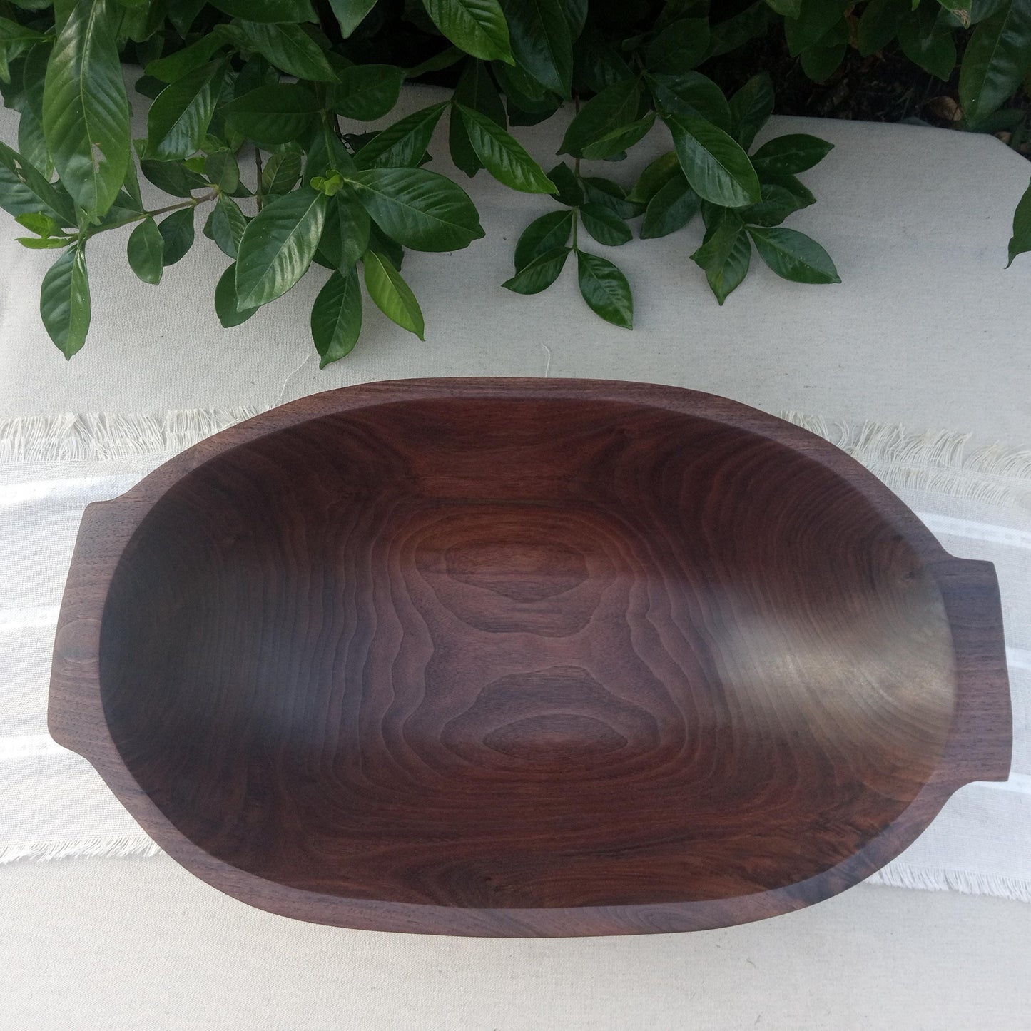 22" Black Walnut Wood Bowl with Burl Detail - Handmade Footed Wooden Dough Bowl - Centerpiece for the Table - Wedding Gift for the Home