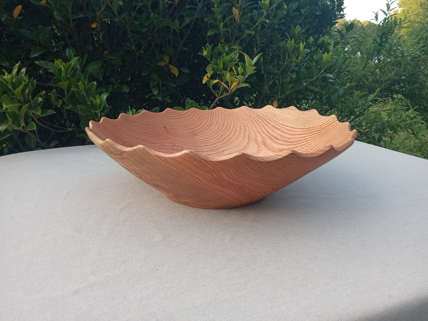 Large Handmade Oak Wood Bowl - Turned Wood Salad Bowl - Wood Centerpiece for the Table - Natural Dining Room Decor - 18" Salad Serving Bowl