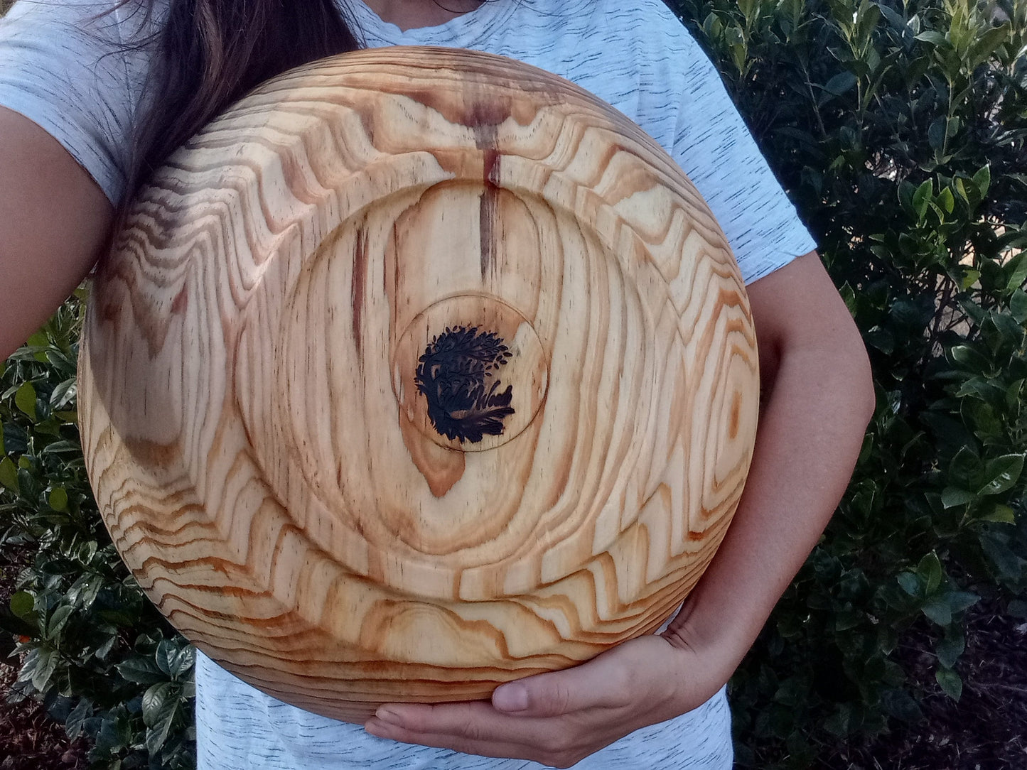 16" Pine Wood Salad Bowl - Country Kitchen Decor - Turned Wood Bowls for Serving - Handmade Wooden Serveware - Birthday Gift for Home