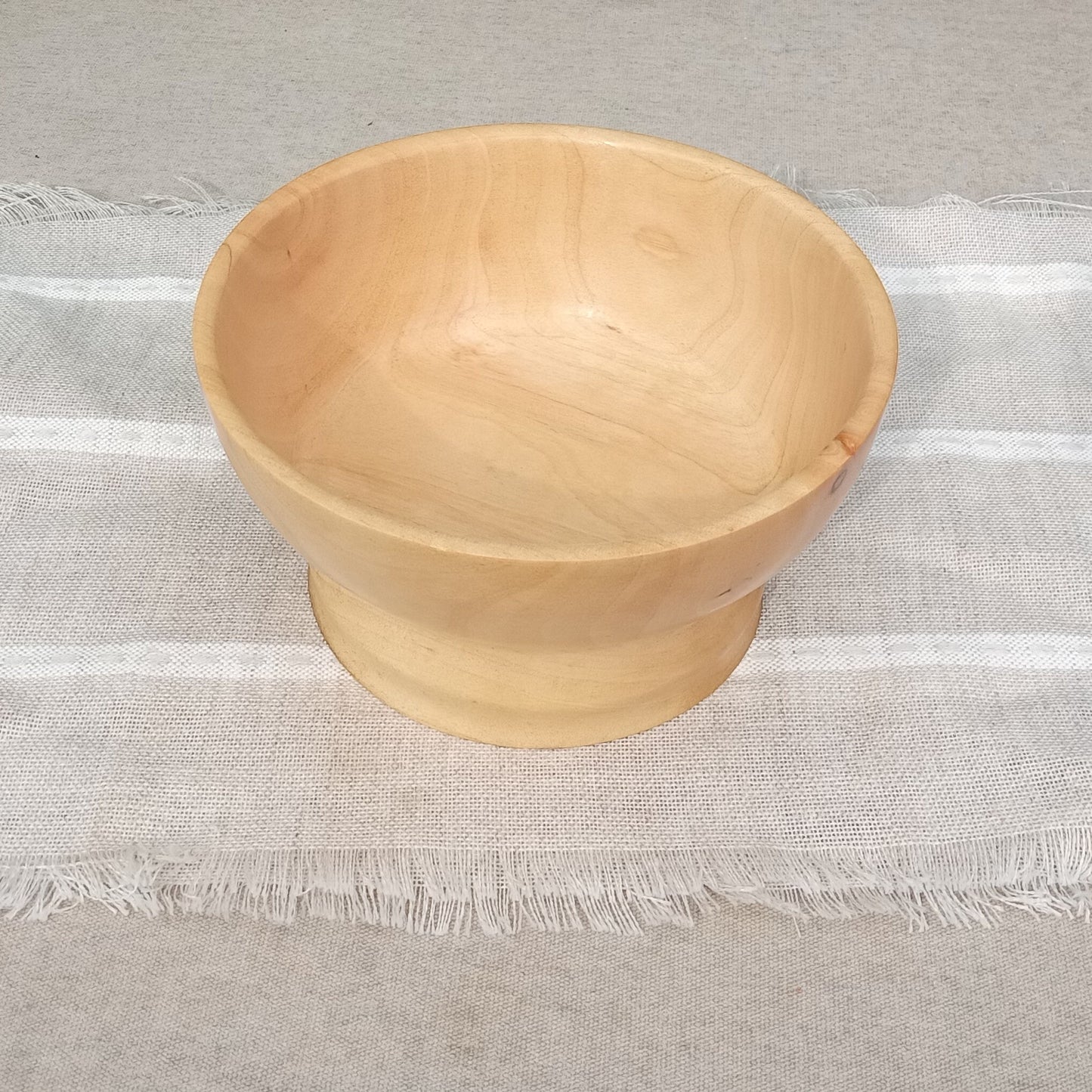 Elegant Birch Wood Pedestal Bowl with Simple Curved Design - Decorative Wooden Planter - Country Style Table Decor Piece - Handmade Gifts