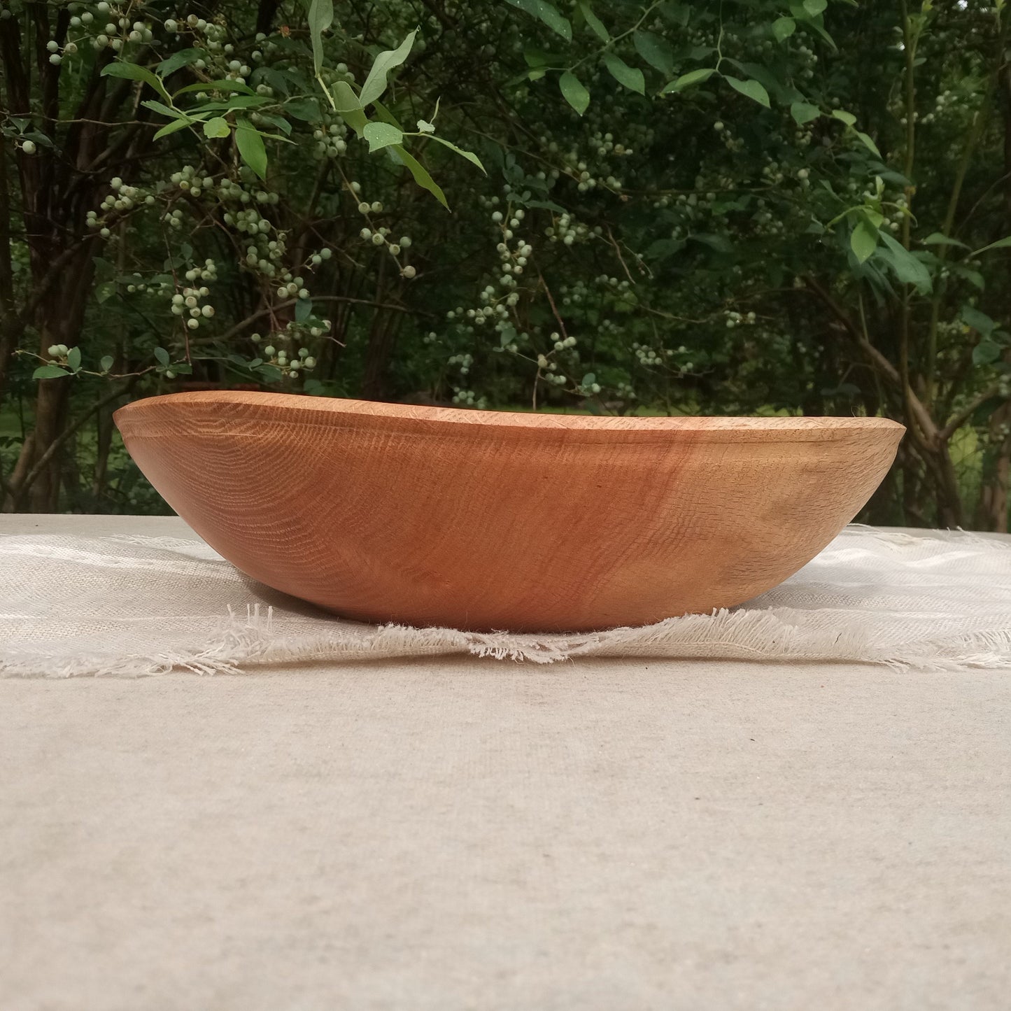 Handmade Oak Wood Bowl - Natural Edge Turned Wood Salad Bowl - Handcrafted Wooden Centerpiece for the Table -Housewarming Gift for Couple