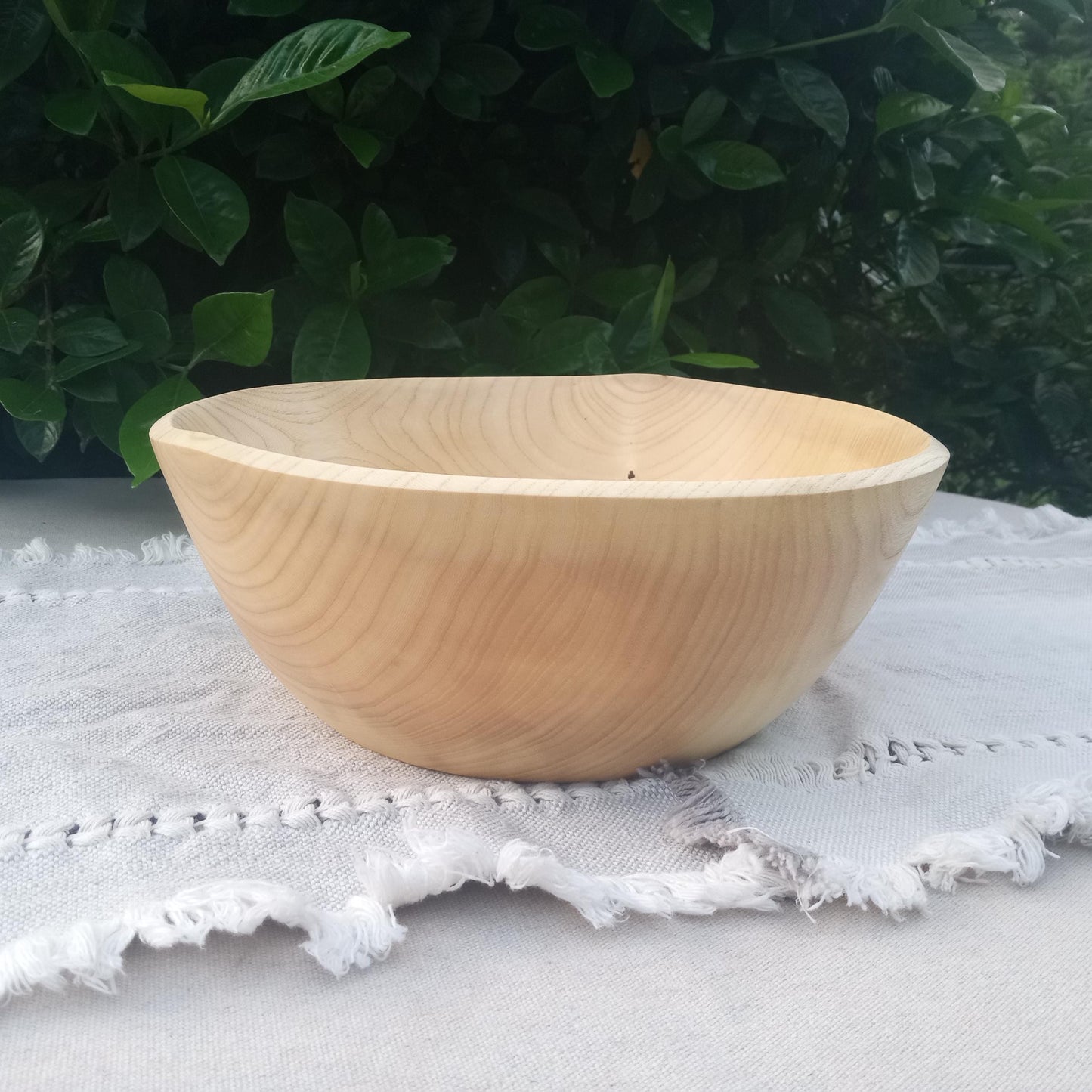 Turned Hackberry Wood Salad Bowl - 10" Handcrafted Wooden Bowl - Wood Kitchen Decor - Unique Wedding Gifts - Housewarming Gift for Couple