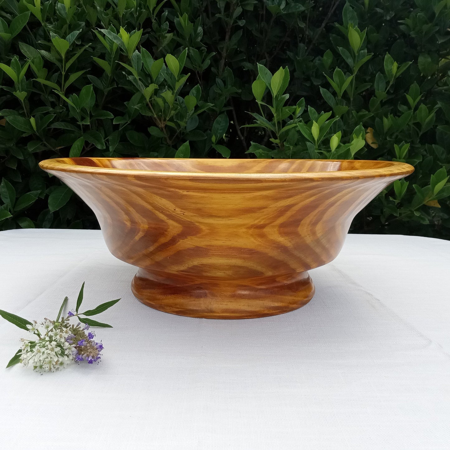 Colorful Wood Decor Bowl - Pine Pedestal Bowl - Turned Wood Bowls - Elegant Table Art - Artistic Home Accents - Handmade Wooden Bowl