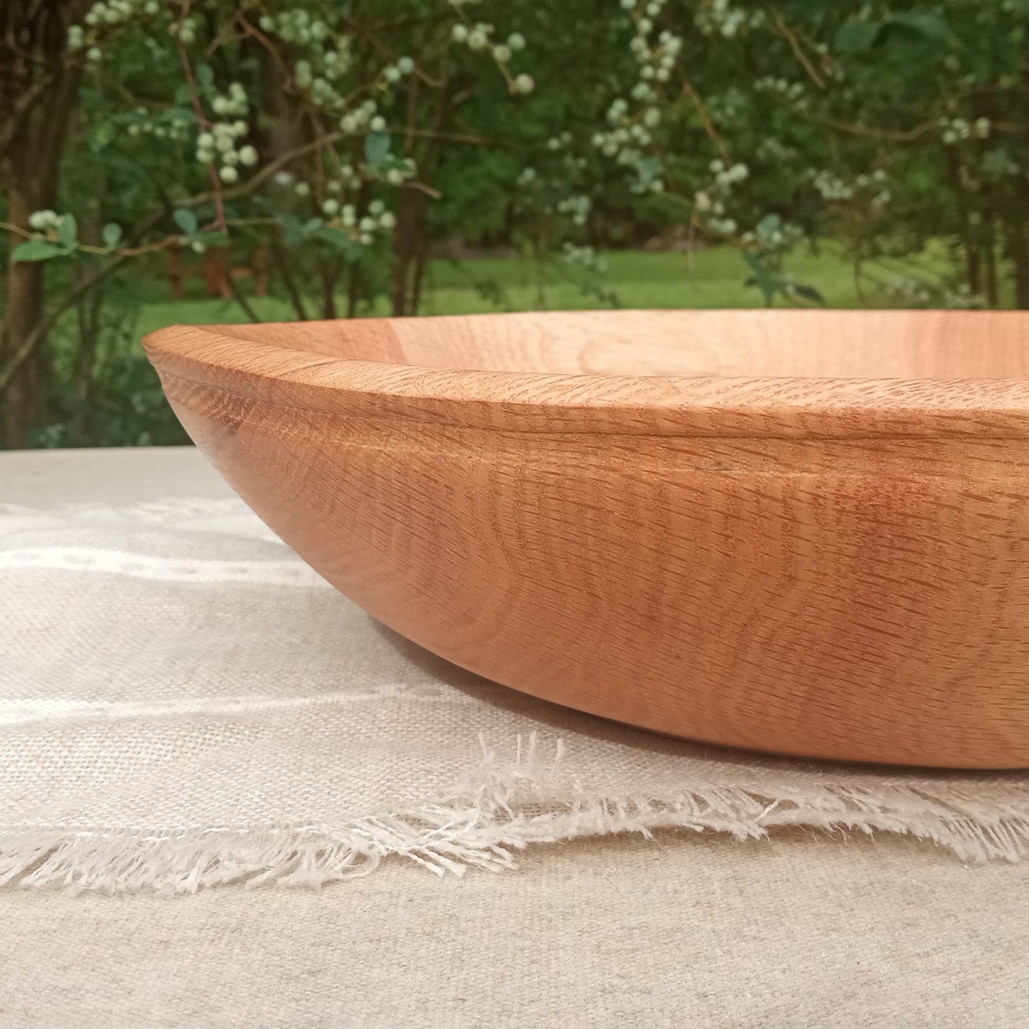 Handmade Oak Wood Bowl - Natural Edge Turned Wood Salad Bowl - Handcrafted Wooden Centerpiece for the Table -Housewarming Gift for Couple