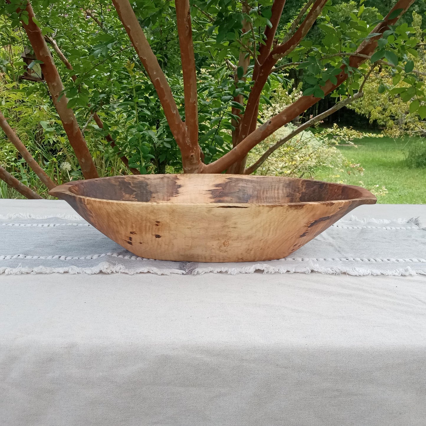 Food Safe Dough Bowl - Handmade Maple Wood Bowl - Unique Gift for Mom - Figured Wood Centerpiece Bowl for the Table