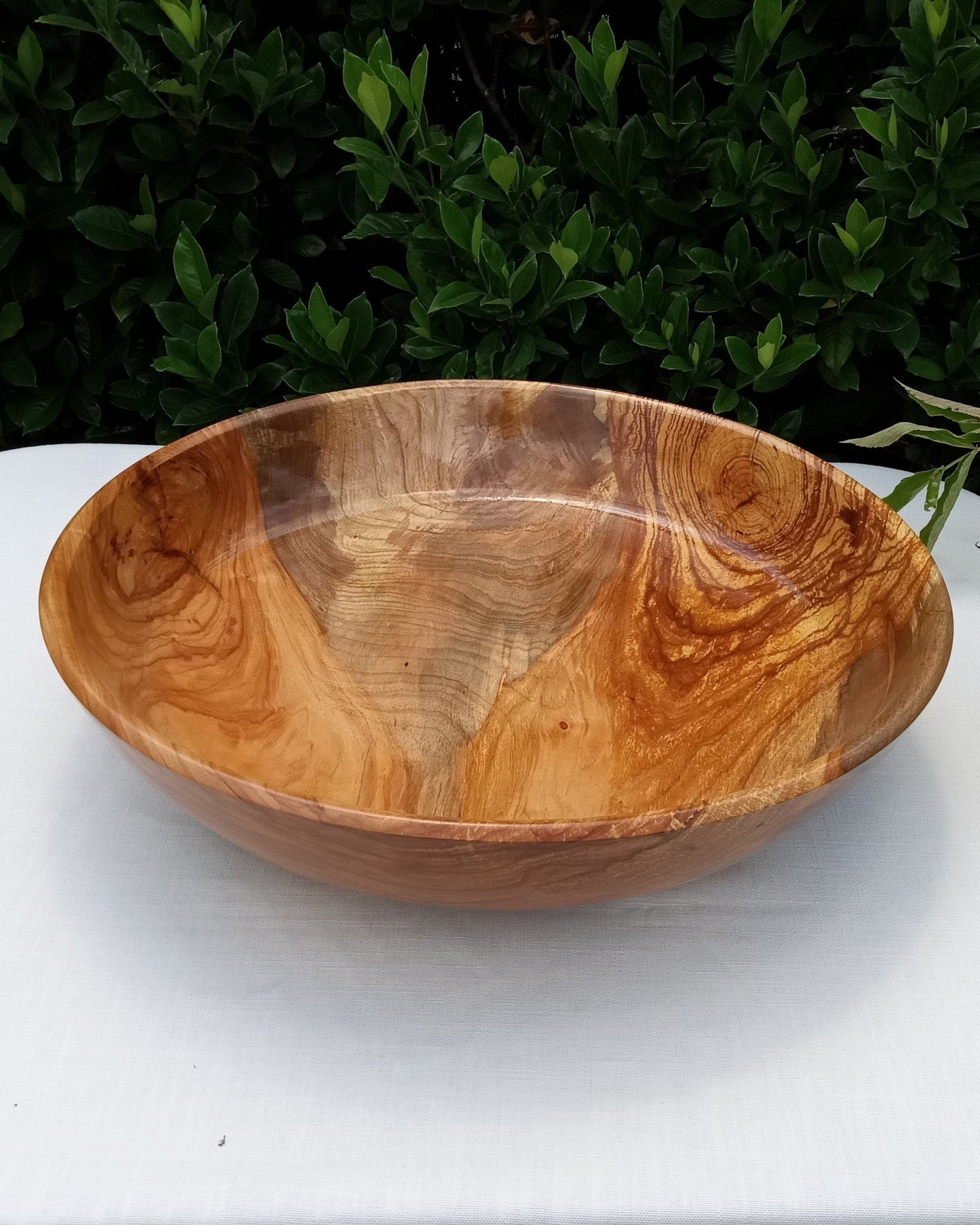 22" Handmade Pecan Wood Burl Bowl - Extra Large Decorative Wooden Centerpiece for Conference Table - Rare Oversized Turned Wood Bowl - Unique Art