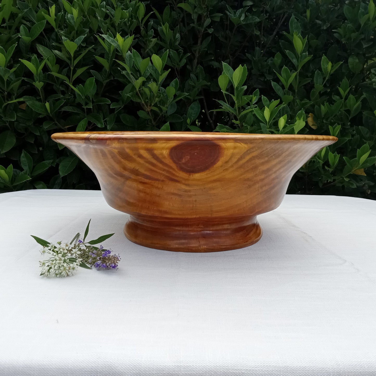 Colorful Wood Decor Bowl - Pine Pedestal Bowl - Turned Wood Bowls - Elegant Table Art - Artistic Home Accents - Handmade Wooden Bowl