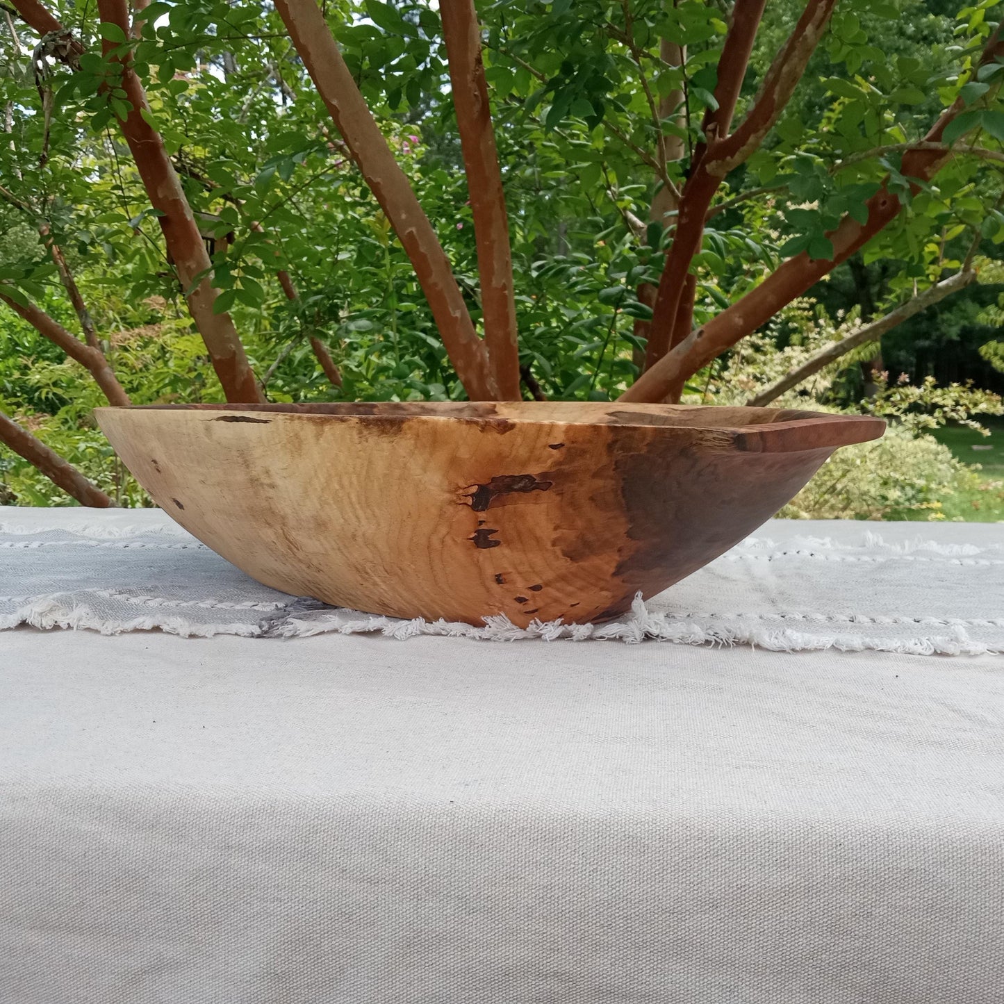 Food Safe Dough Bowl - Handmade Maple Wood Bowl - Unique Gift for Mom - Figured Wood Centerpiece Bowl for the Table