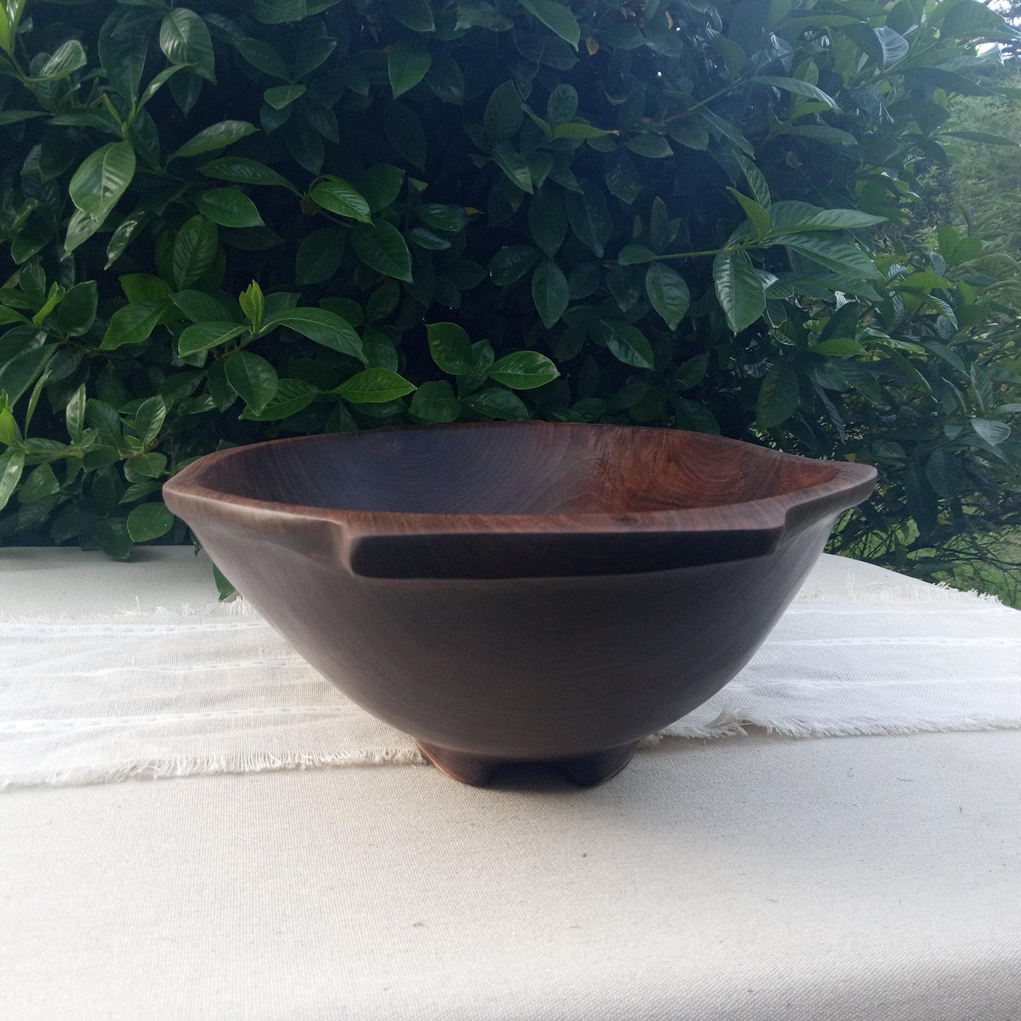 22" Black Walnut Wood Bowl with Burl Detail - Handmade Footed Wooden Dough Bowl - Centerpiece for the Table - Wedding Gift for the Home