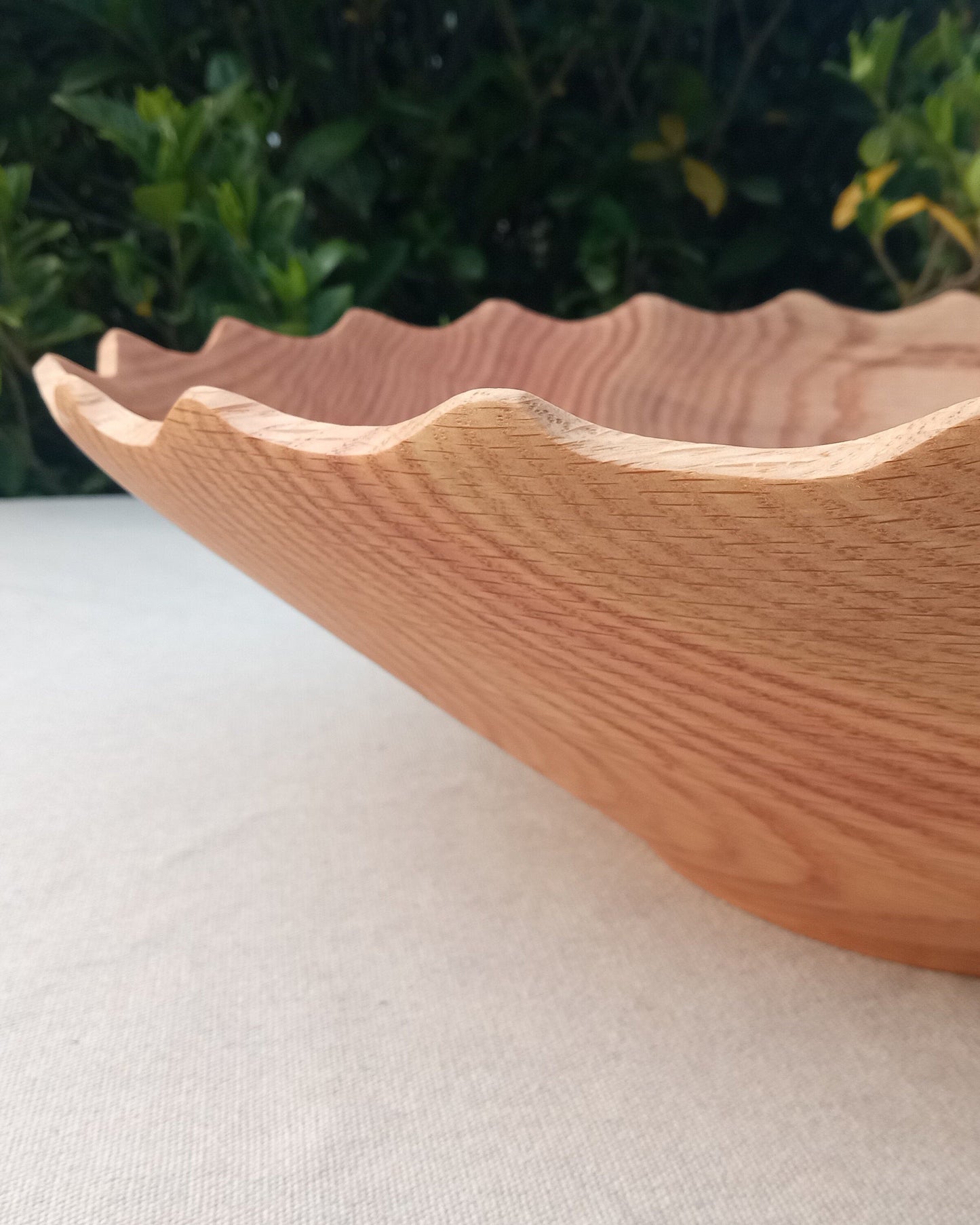 Large Handmade Oak Wood Bowl - Turned Wood Salad Bowl - Wood Centerpiece for the Table - Natural Dining Room Decor - 18" Salad Serving Bowl