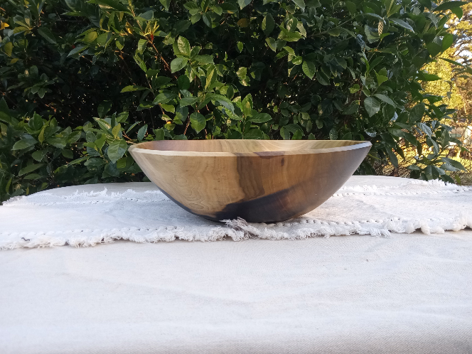 Large 15" Wood Salad Bowl - Handmade Tulip Tree Serving Bowl - Food Safe Wooden Bowl - Kitchen Gifts for Her