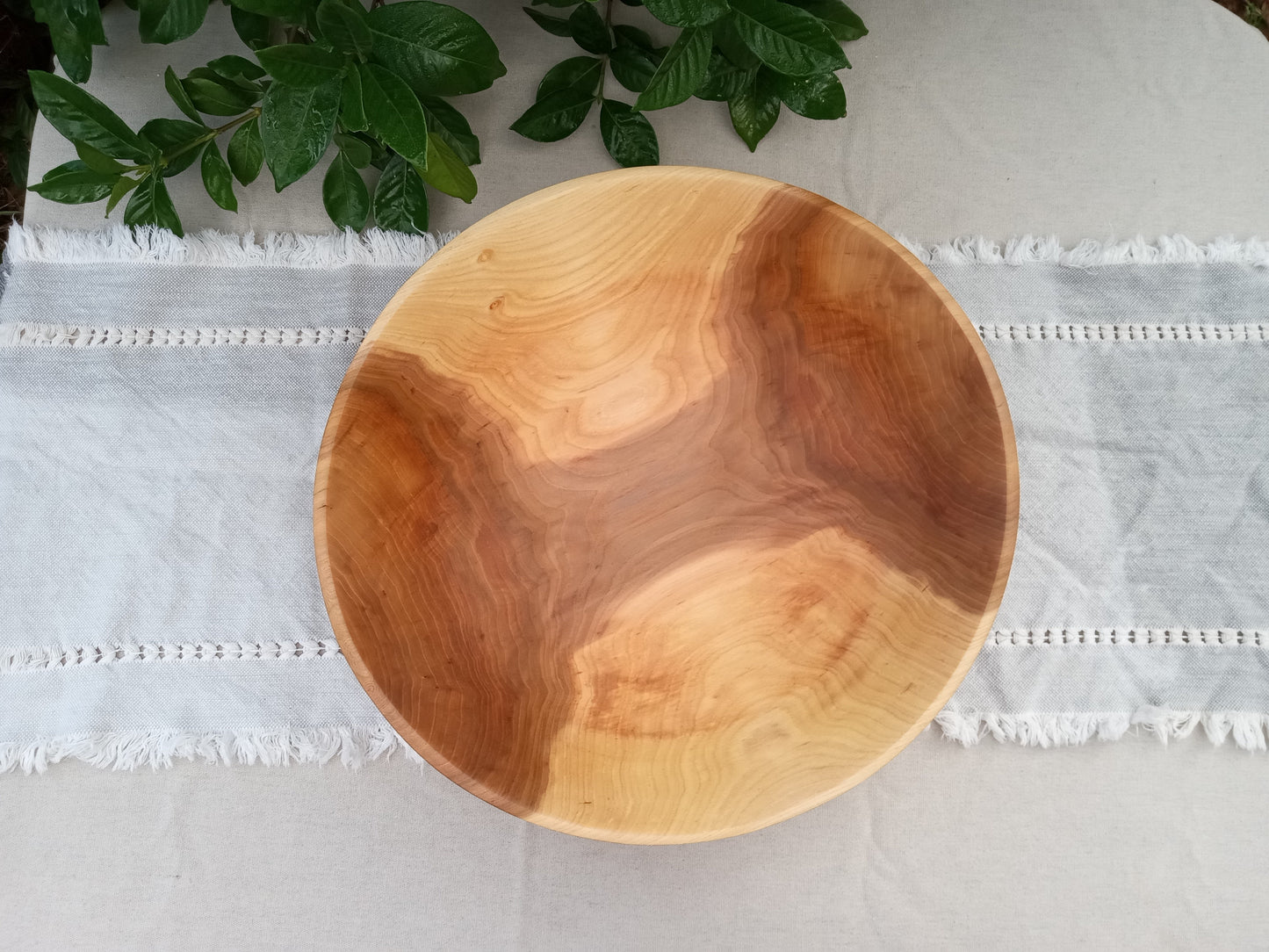 16" Natural Edge Wooden Salad Bowl - Handmade Elm Wood Bowl - Unique Wooden Serving Bowl for the Kitchen - Gift for Her