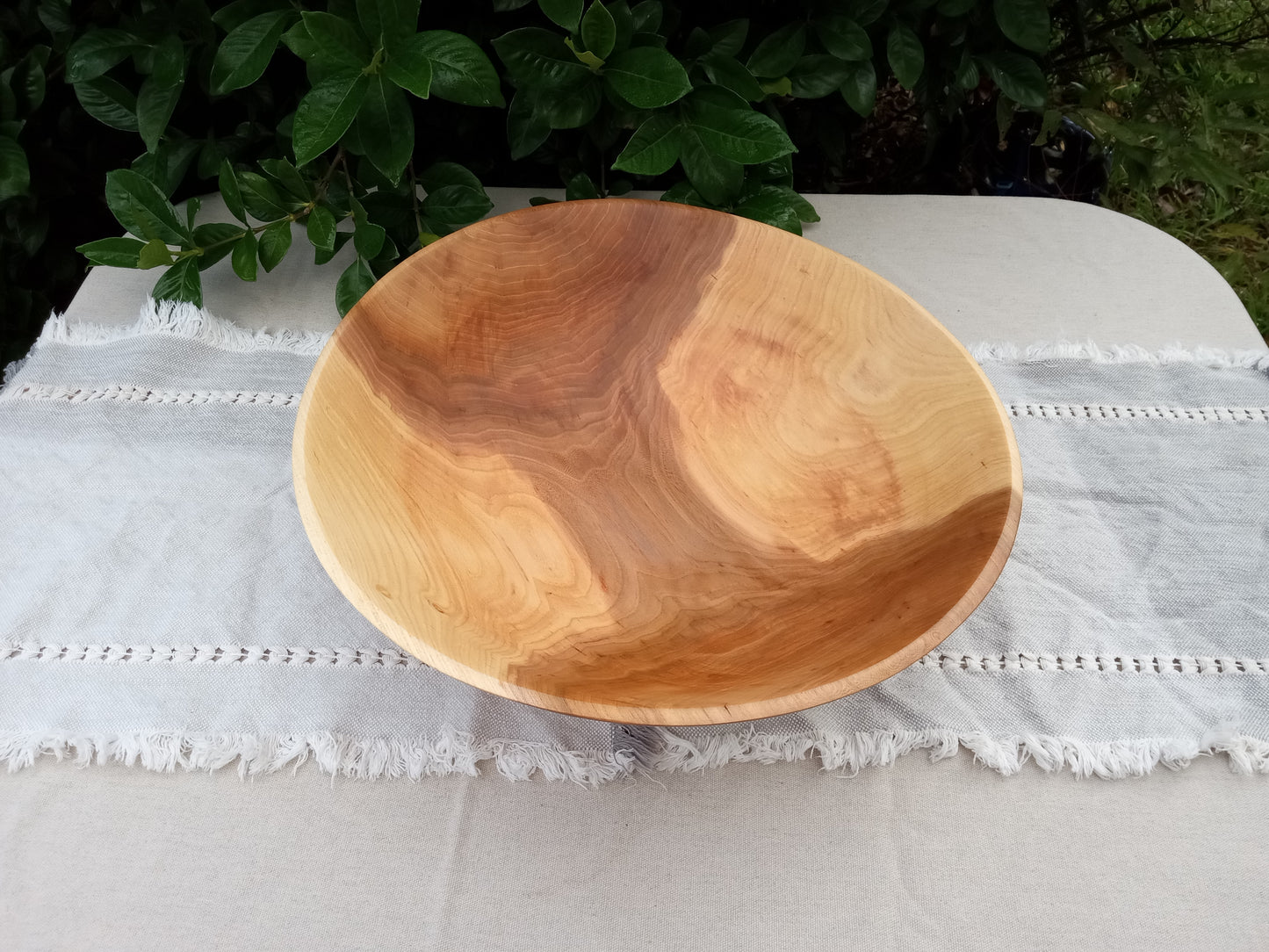 16" Natural Edge Wooden Salad Bowl - Handmade Elm Wood Bowl - Unique Wooden Serving Bowl for the Kitchen - Gift for Her