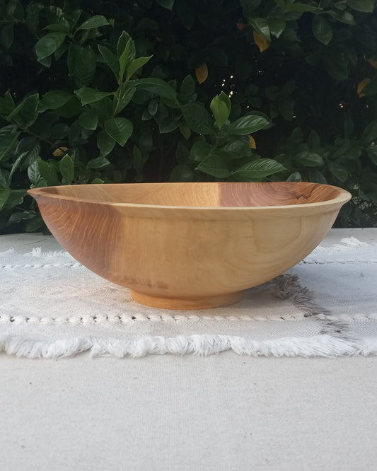 Handmade Wood Salad Bowl - Elm Wood Bowl - Unique Wooden Serving Bowl for the Kitchen - Housewarming Gift