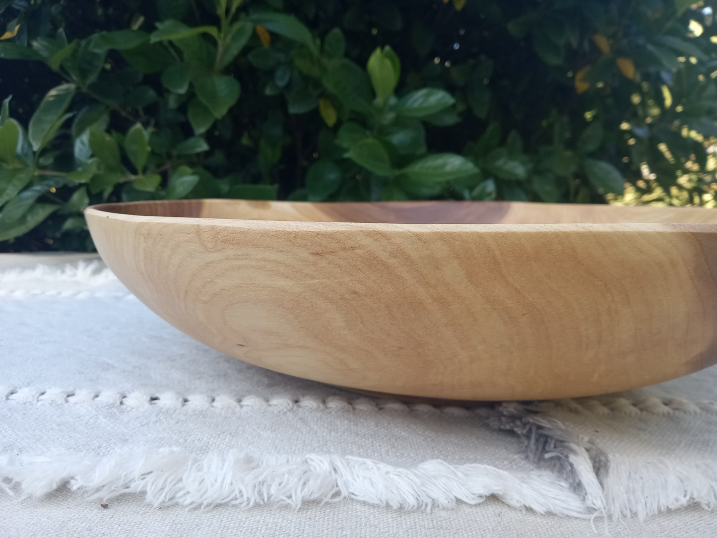 Handcrafted Wooden Bowl - 13" Handmade Elm Wood Salad Bowl - Shallow Wooden Bowl - Natural Centerpieces for Tables