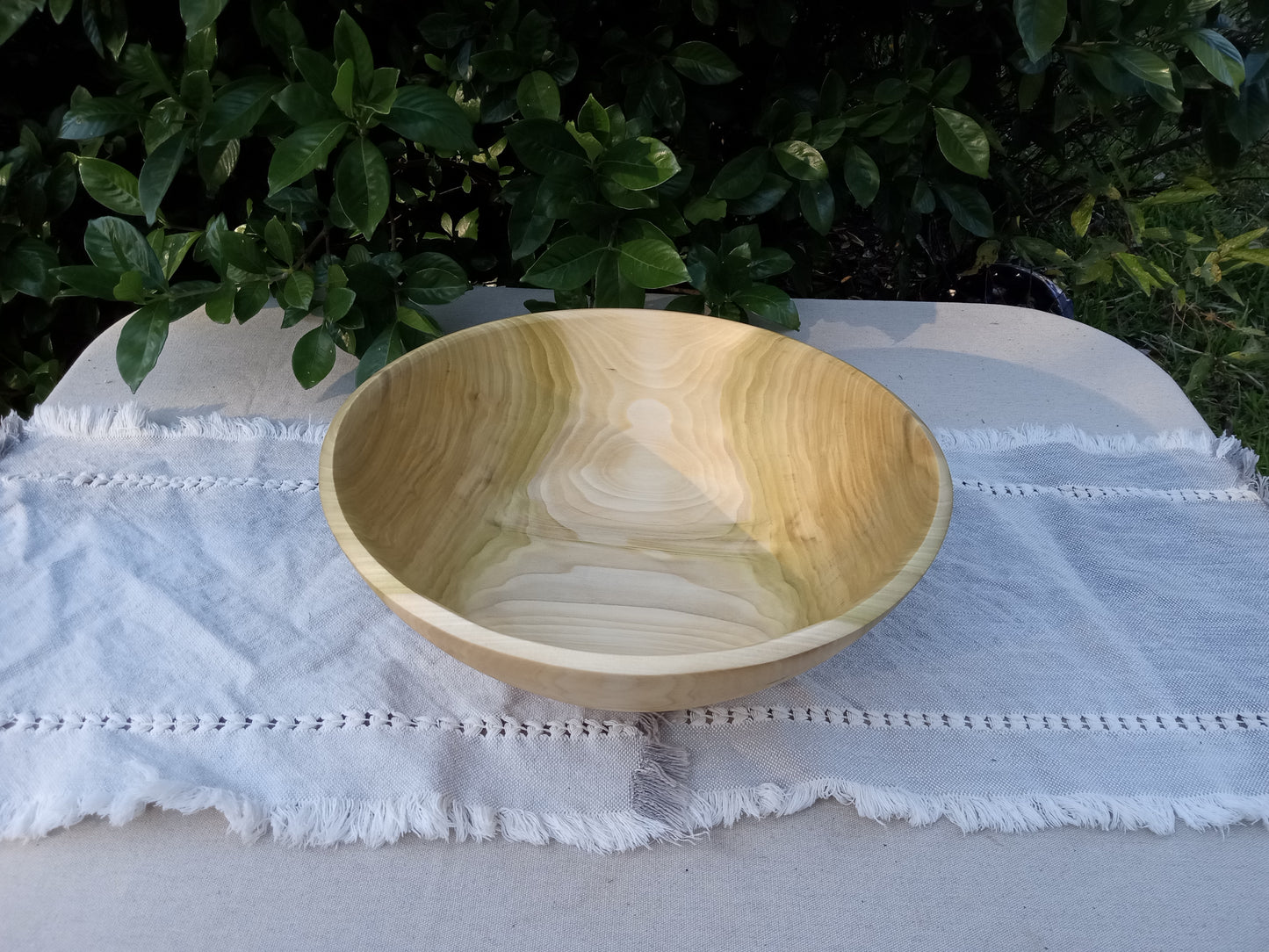 Large Handmade Wooden Bowl - 14" Tulip Poplar Wood Bowl for the Table - Unique Handcrafted Natural Centerpiece