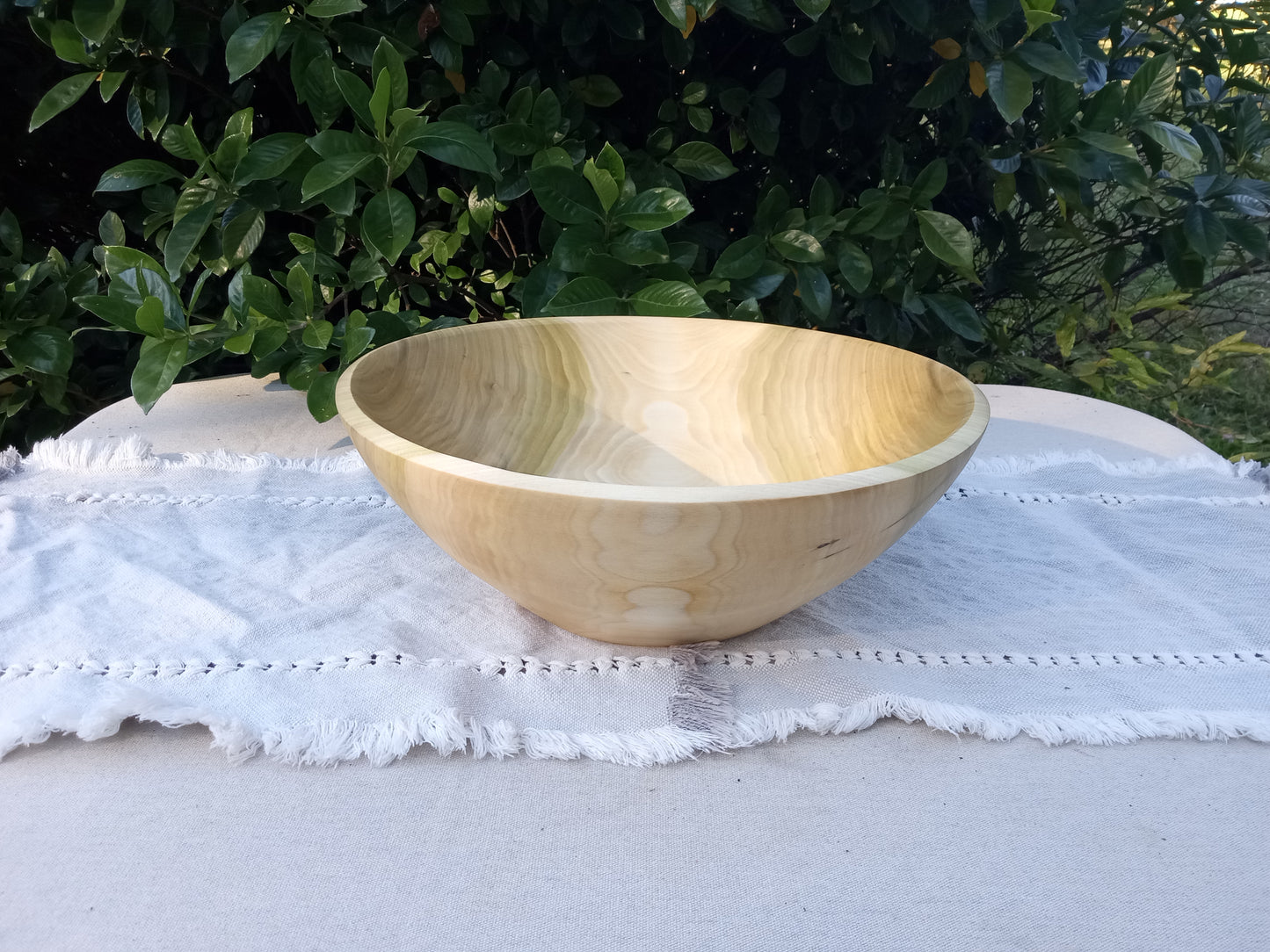 Large Handmade Wooden Bowl - 14" Tulip Poplar Wood Bowl for the Table - Unique Handcrafted Natural Centerpiece