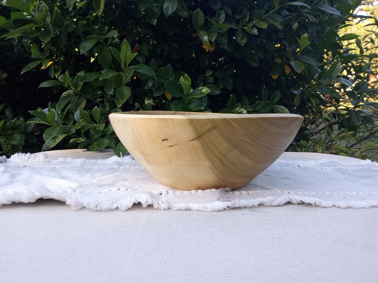 Large Handmade Wooden Bowl - 14" Tulip Poplar Wood Bowl for the Table - Unique Handcrafted Natural Centerpiece