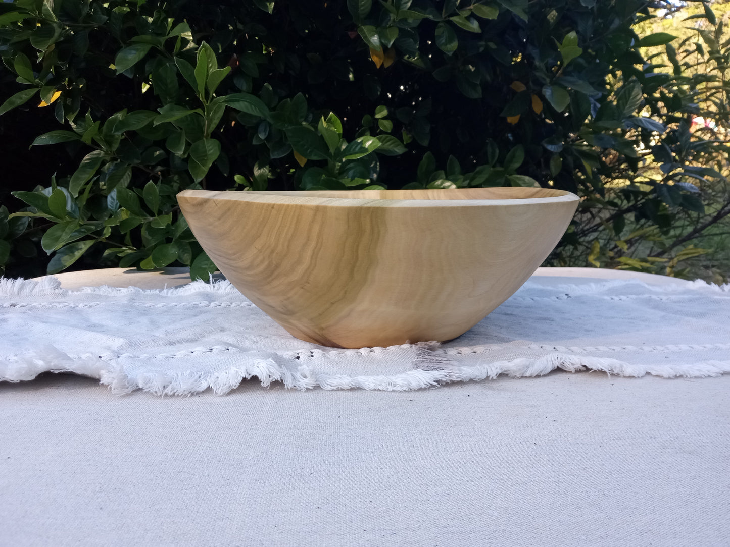 Large Handmade Wooden Bowl - 14" Tulip Poplar Wood Bowl for the Table - Unique Handcrafted Natural Centerpiece