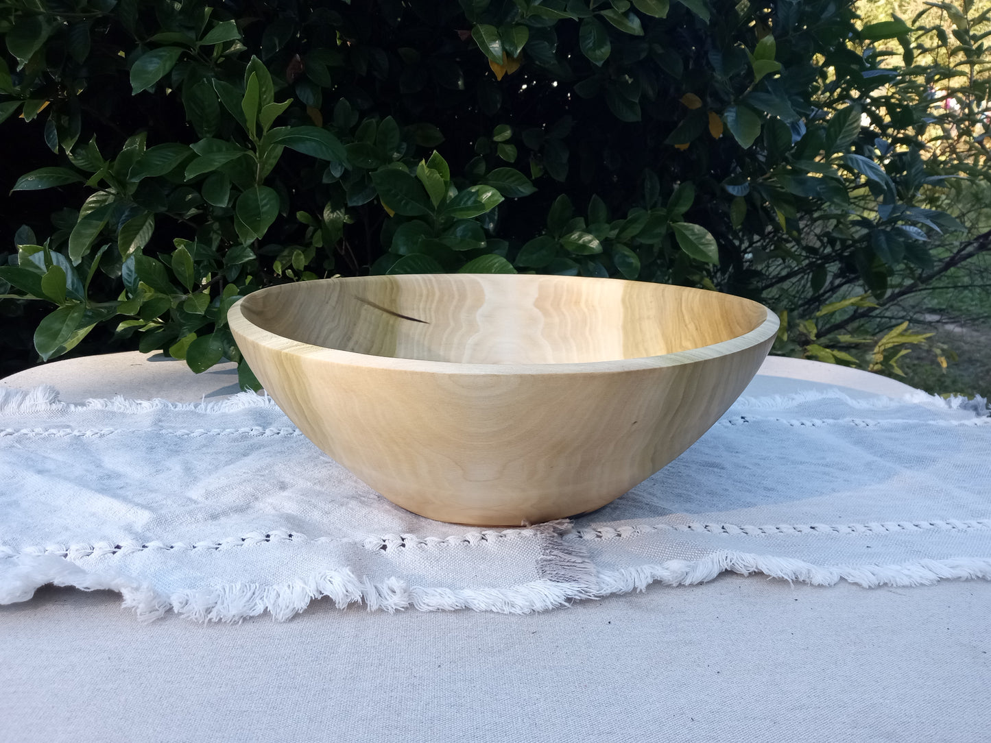 Large Handmade Wooden Bowl - 14" Tulip Poplar Wood Bowl for the Table - Unique Handcrafted Natural Centerpiece