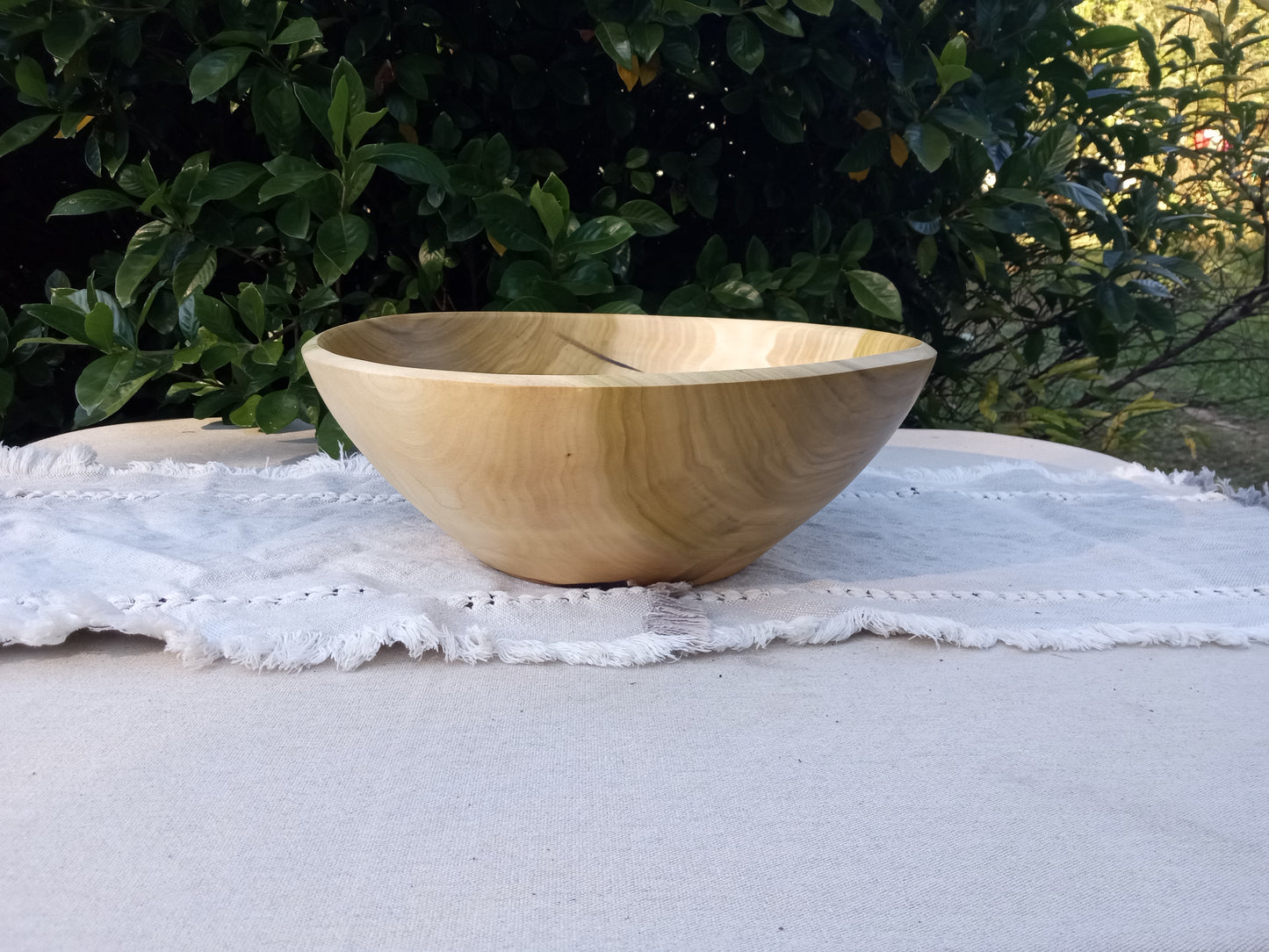 Large Handmade Wooden Bowl - 14" Tulip Poplar Wood Bowl for the Table - Unique Handcrafted Natural Centerpiece