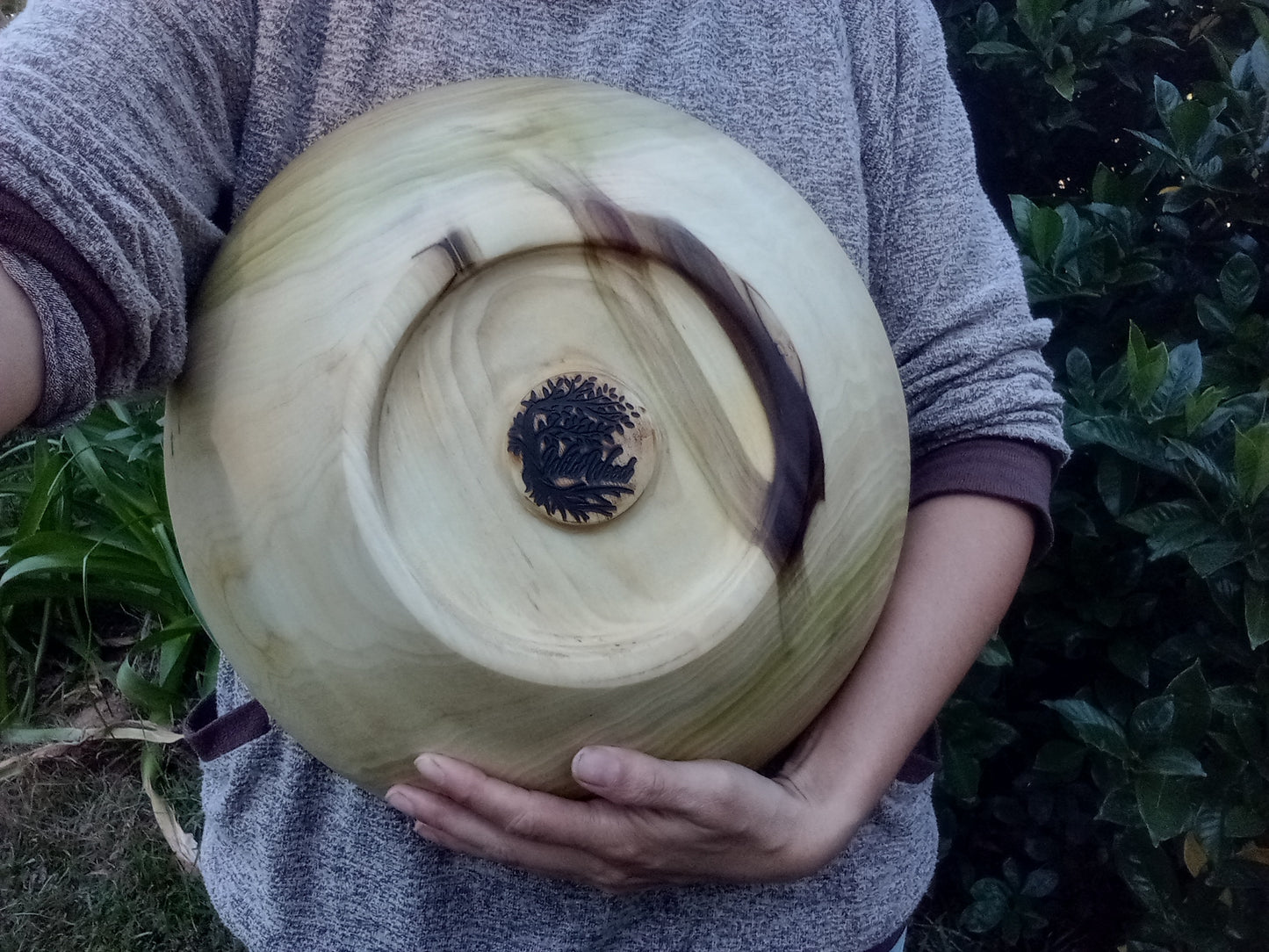 Large Handmade Wooden Bowl - 14" Tulip Poplar Wood Bowl for the Table - Unique Handcrafted Natural Centerpiece