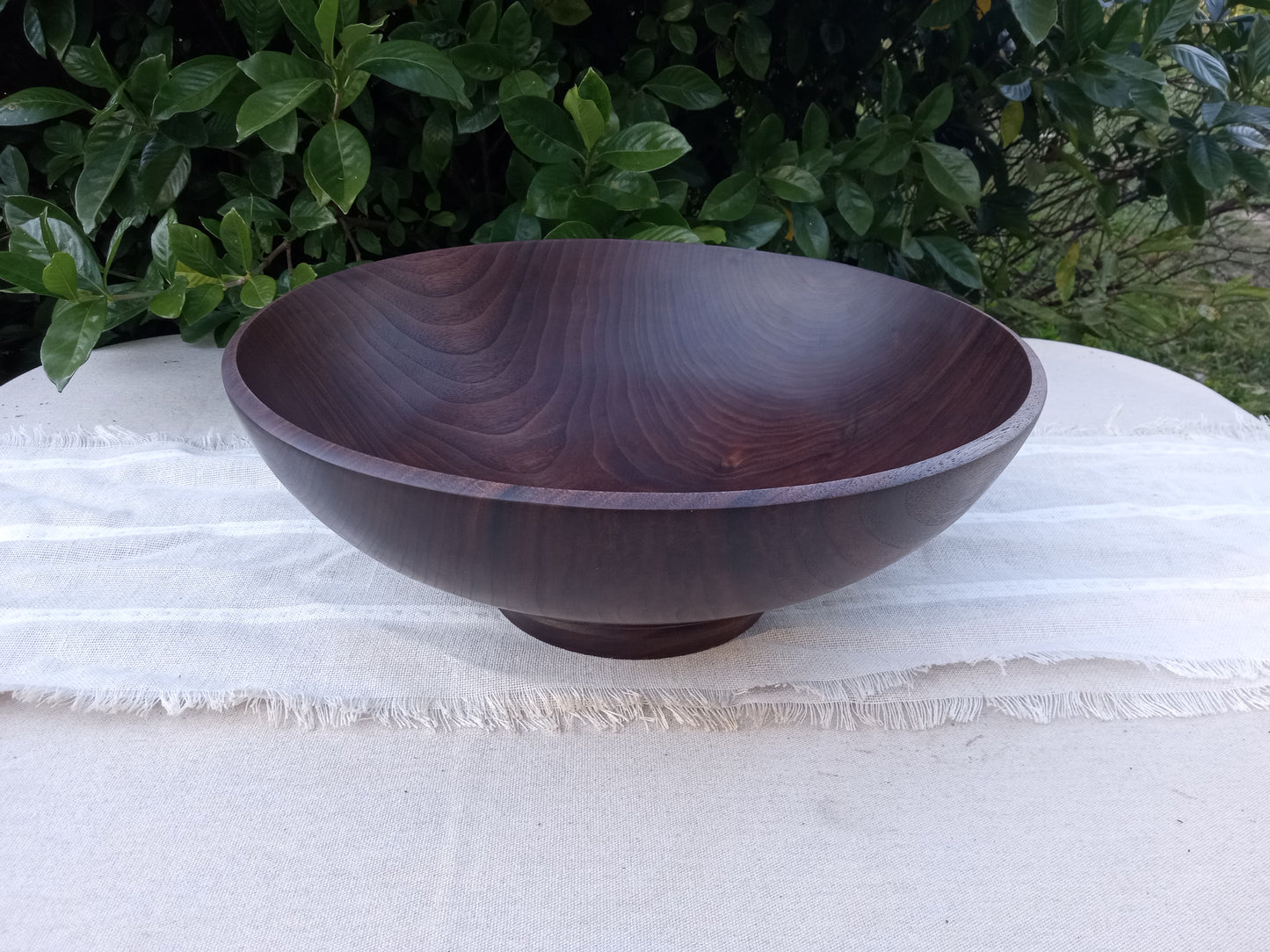 15" Black Walnut Wood Serving Bowl - Handcrafted Wooden Pedestal Bowl - Unique Handmade Decorative Centerpiece Bowl for the Table