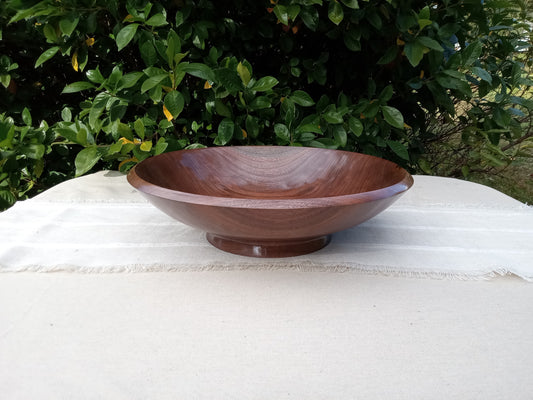 16" Walnut Wood Fruit Bowl - Handmade Centerpiece Bowl for Table - Elegant Pedestal Bowl