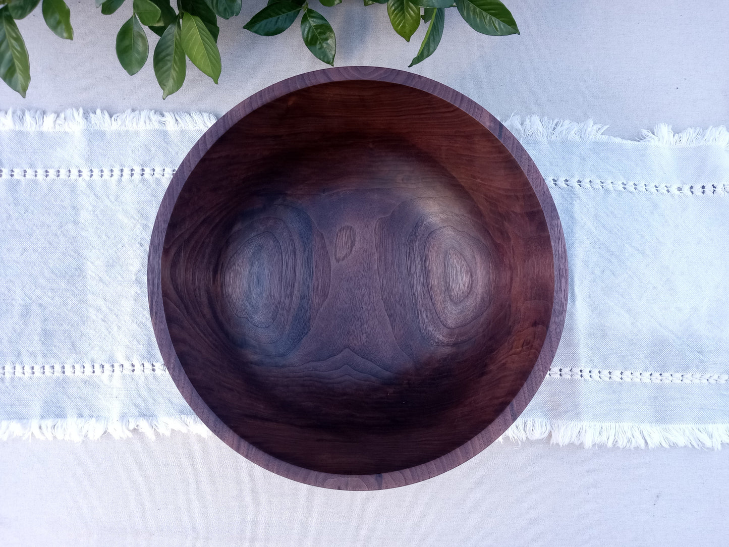 15" Black Walnut Wood Salad Bowl - Handcrafted Wooden Serving Bowl - Unique Kitchen Gifts for Women