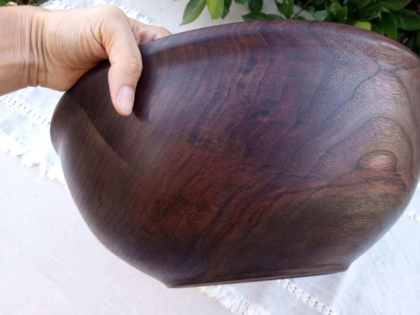 15" Black Walnut Wood Salad Bowl - Handcrafted Wooden Serving Bowl - Unique Kitchen Gifts for Women