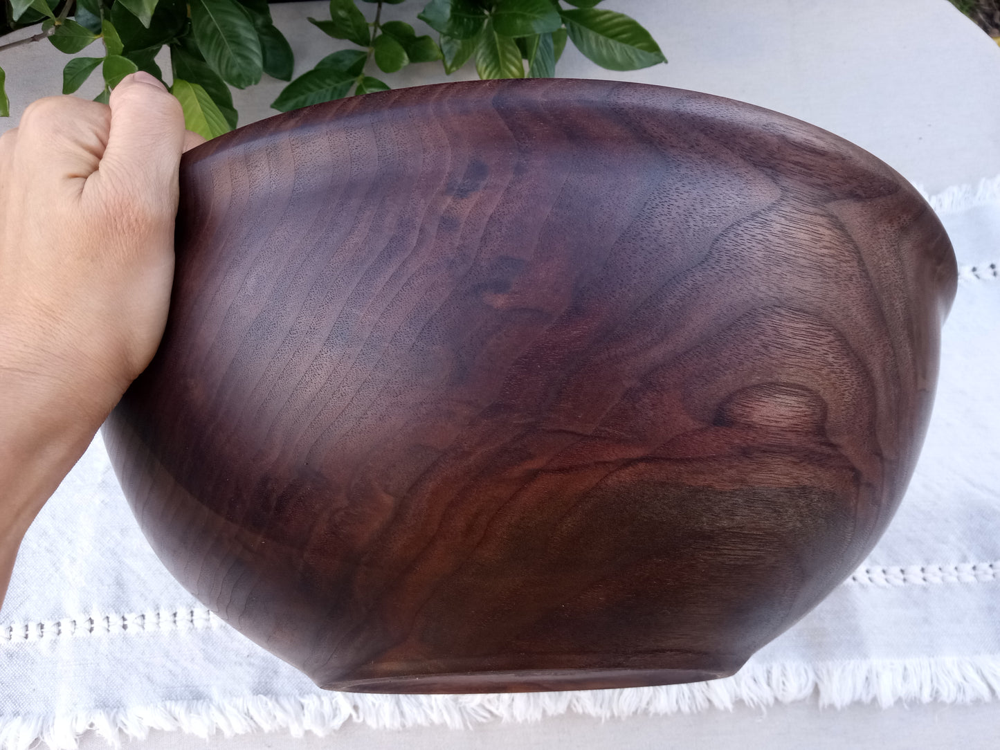 15" Black Walnut Wood Salad Bowl - Handcrafted Wooden Serving Bowl - Unique Kitchen Gifts for Women