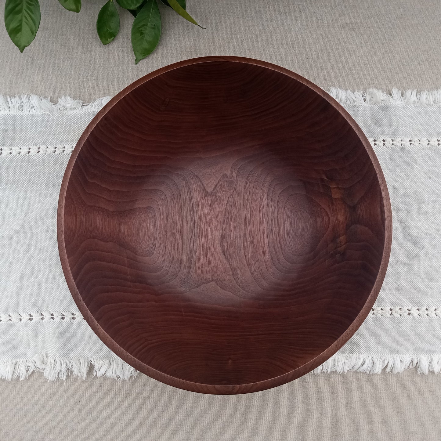 14" Black Walnut Wood Salad Bowl - Large Handcrafted Wooden Serving Bowl - Wood Gifts for Couples