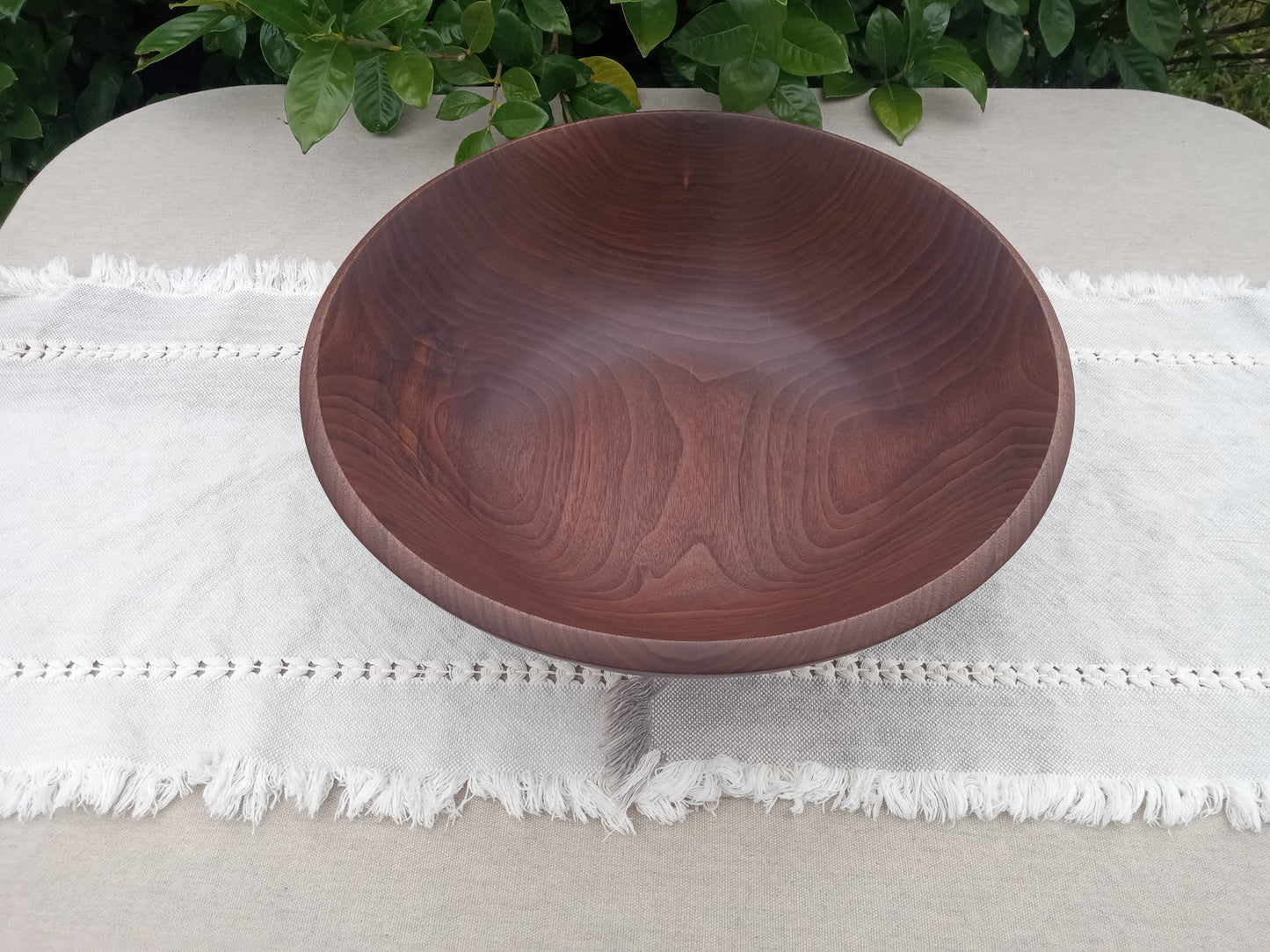 14" Black Walnut Wood Salad Bowl - Large Handcrafted Wooden Serving Bowl - Wood Gifts for Couples