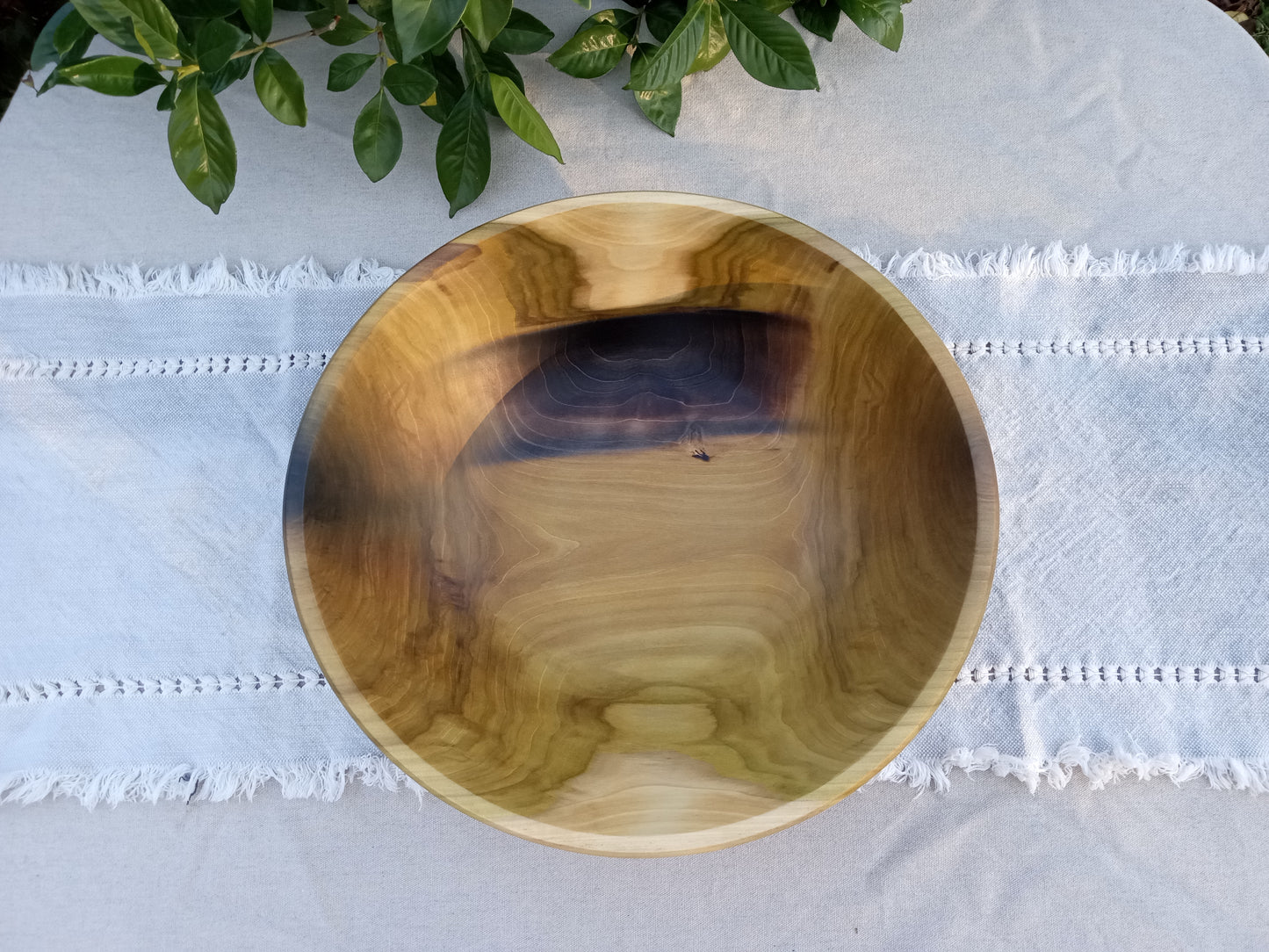 Large 15" Wood Salad Bowl - Handmade Tulip Tree Serving Bowl - Food Safe Wooden Bowl - Kitchen Gifts for Her