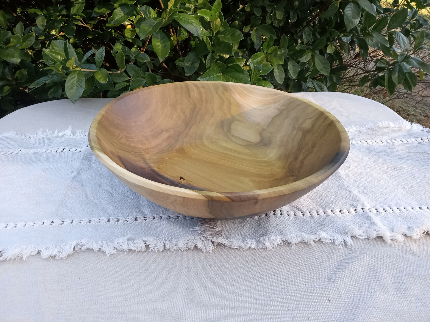 Large 15" Wood Salad Bowl - Handmade Tulip Tree Serving Bowl - Food Safe Wooden Bowl - Kitchen Gifts for Her